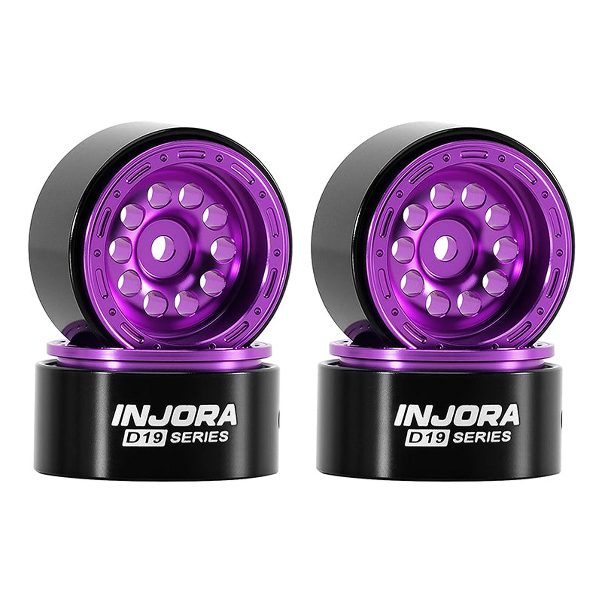 Injora 1:30 Aluminum 0.7" Front/Rear Beadlock Rock Crawler Wheels, Purple, (4)-INJW7008PU-19