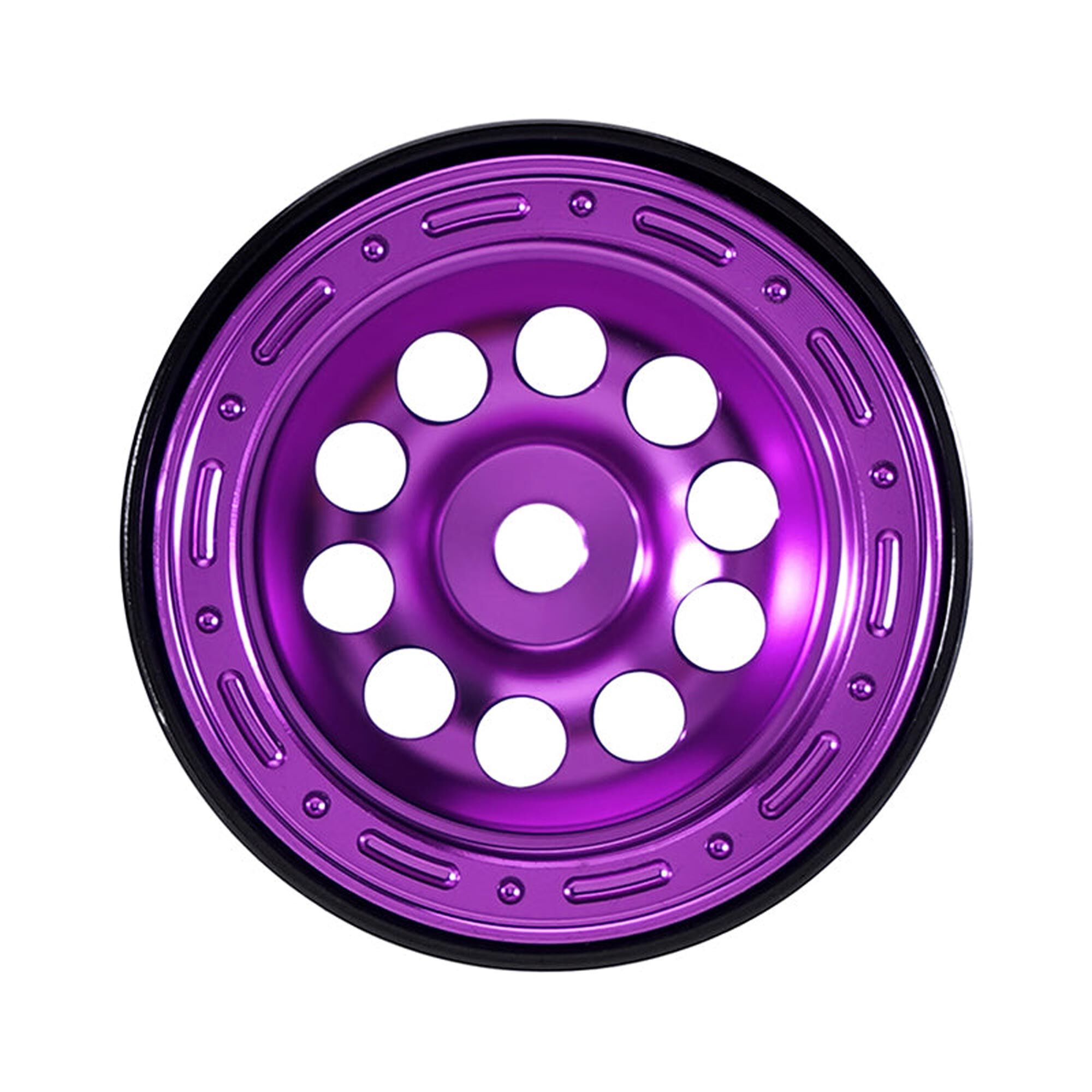 Injora 1:30 Aluminum 0.7" Front/Rear Beadlock Rock Crawler Wheels, Purple, (4)-INJW7008PU-19