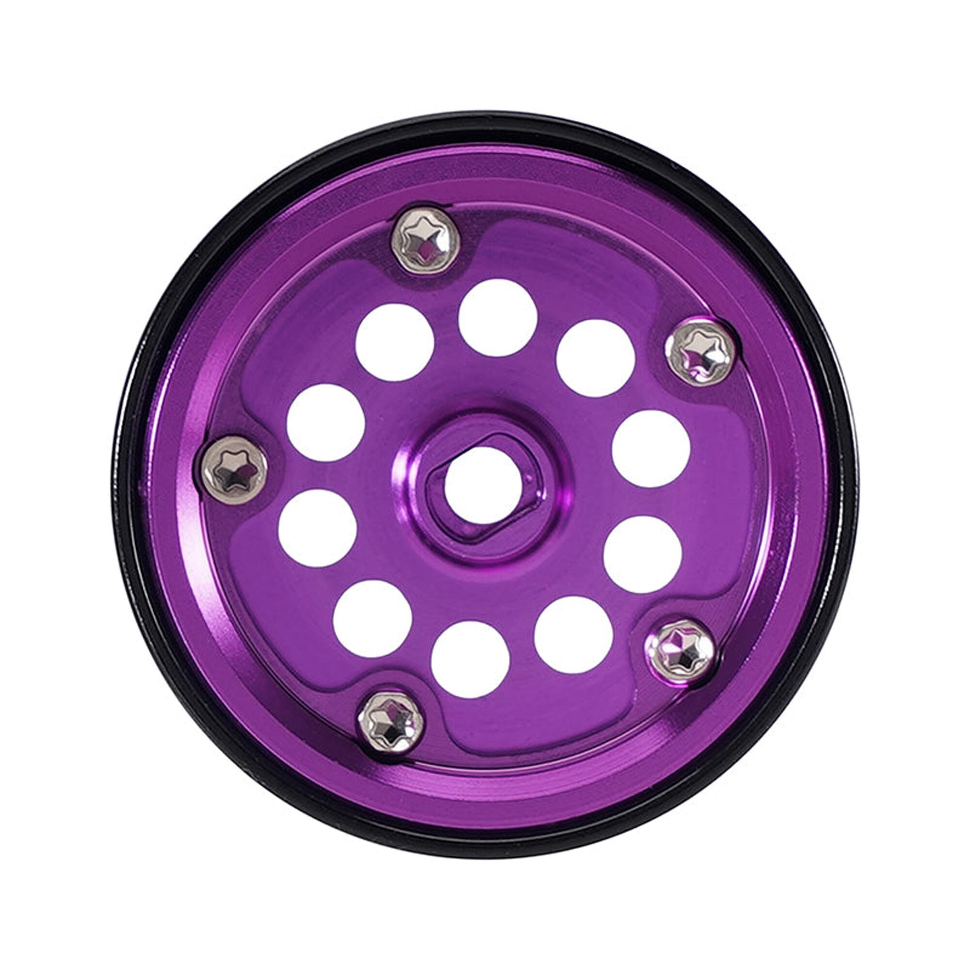 Injora 1:30 Aluminum 0.7" Front/Rear Beadlock Rock Crawler Wheels, Purple, (4)-INJW7008PU-19