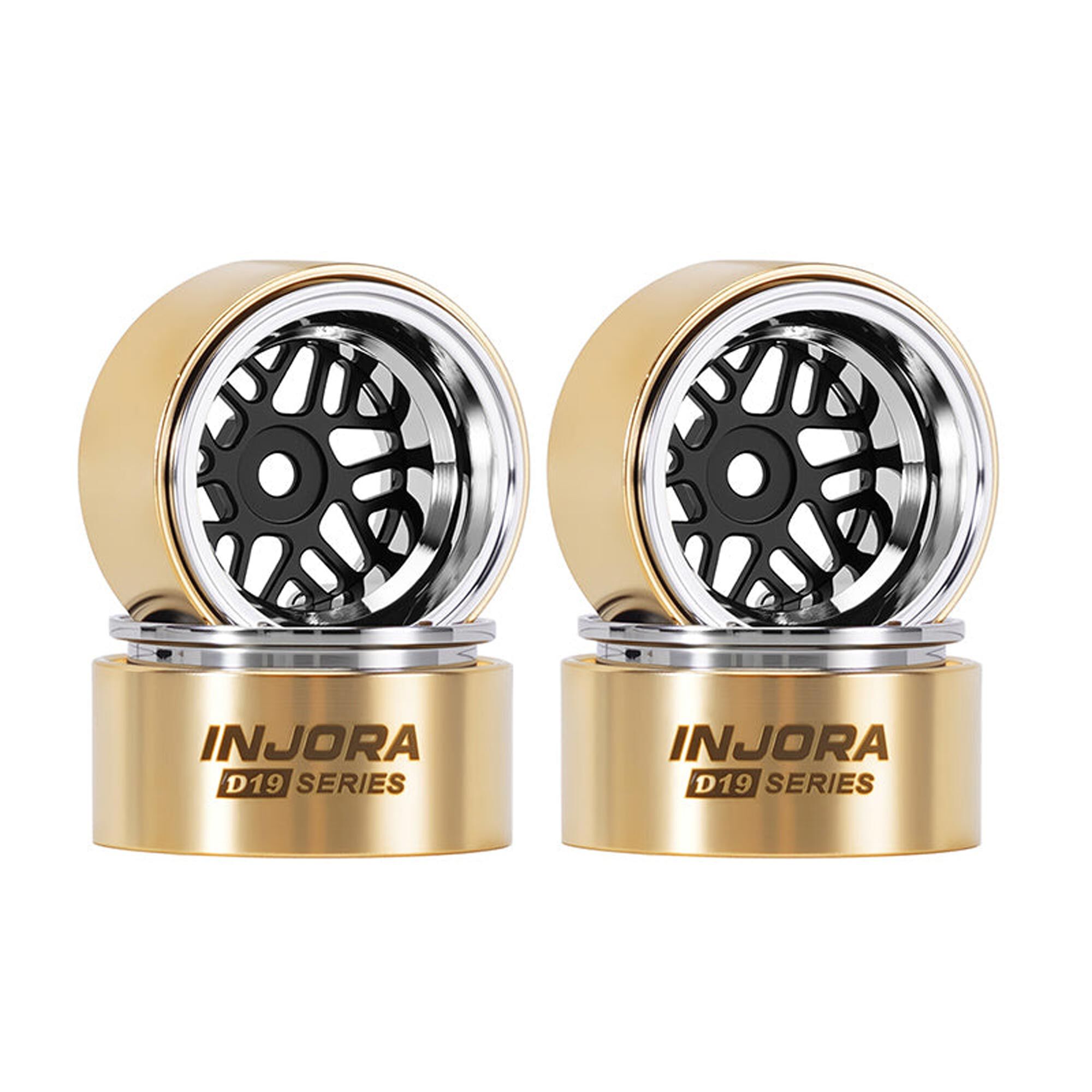Injora 1:30 Brass 0.7" D19 ModuWheel Rock Crawler Wheels, Black, 1:30 Axial SCX30 (4)-INJW7012BK-19