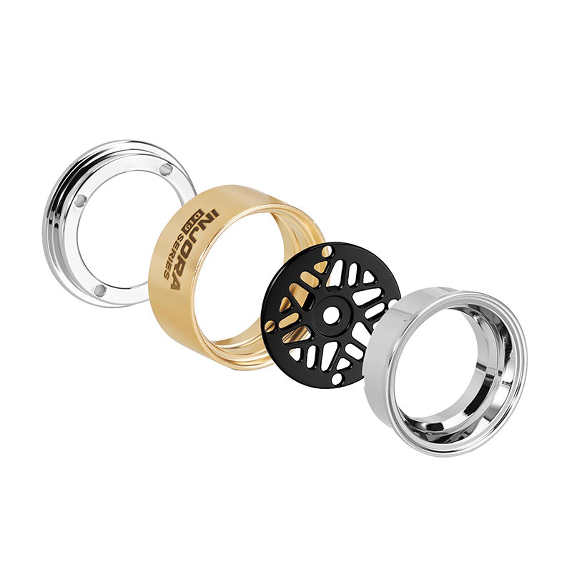 Injora 1:30 Brass 0.7" D19 ModuWheel Rock Crawler Wheels, Black, 1:30 Axial SCX30 (4)-INJW7012BK-19