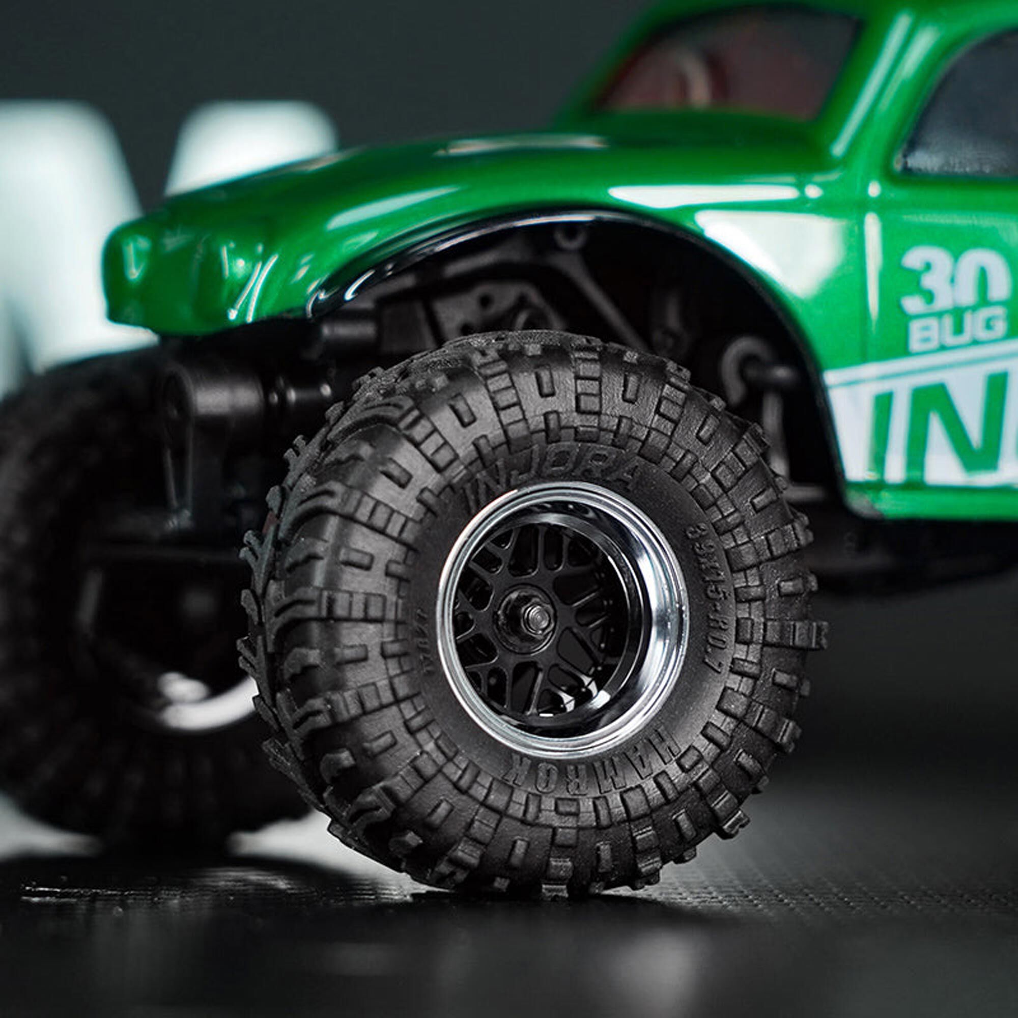 Injora 1:30 Brass 0.7" D19 ModuWheel Rock Crawler Wheels, Black, 1:30 Axial SCX30 (4)-INJW7012BK-19