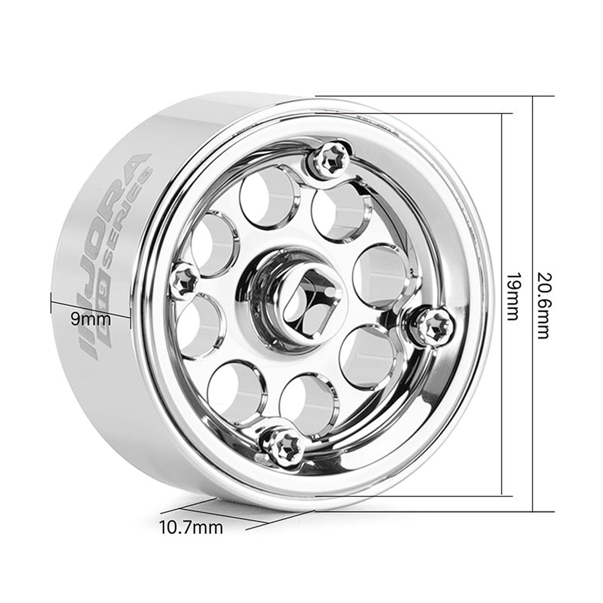 Injora 1:30 Aluminum 0.7" D19 Front/Rear Rock Crawler Wheels, 1/30 Axial SCX30 (4)-INJW7013SR-19