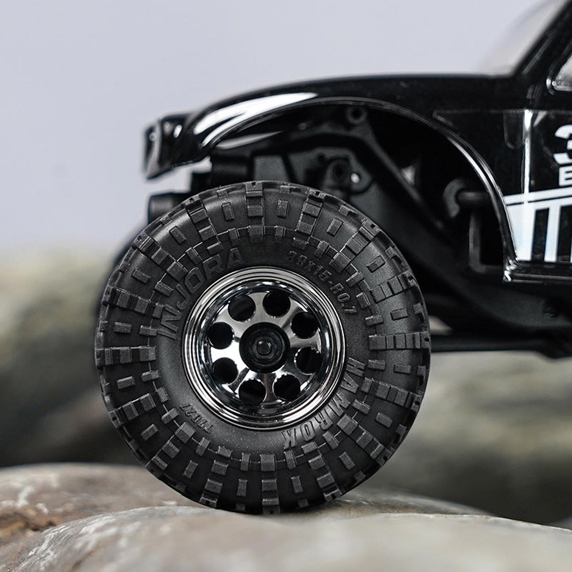 Injora 1:30 Aluminum 0.7" D19 Front/Rear Rock Crawler Wheels, 1/30 Axial SCX30 (4)-INJW7013SR-19