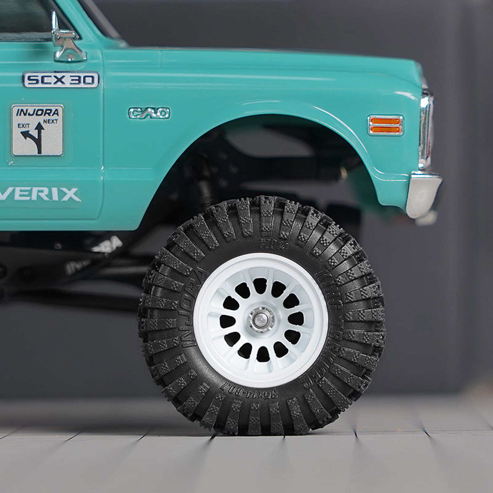 Injora 1:30 Brass 0.7" D19 Front/Rear Rock Crawler Wheels, White, 1:30 Axial SCX30 (4)-INJW7015WH-19