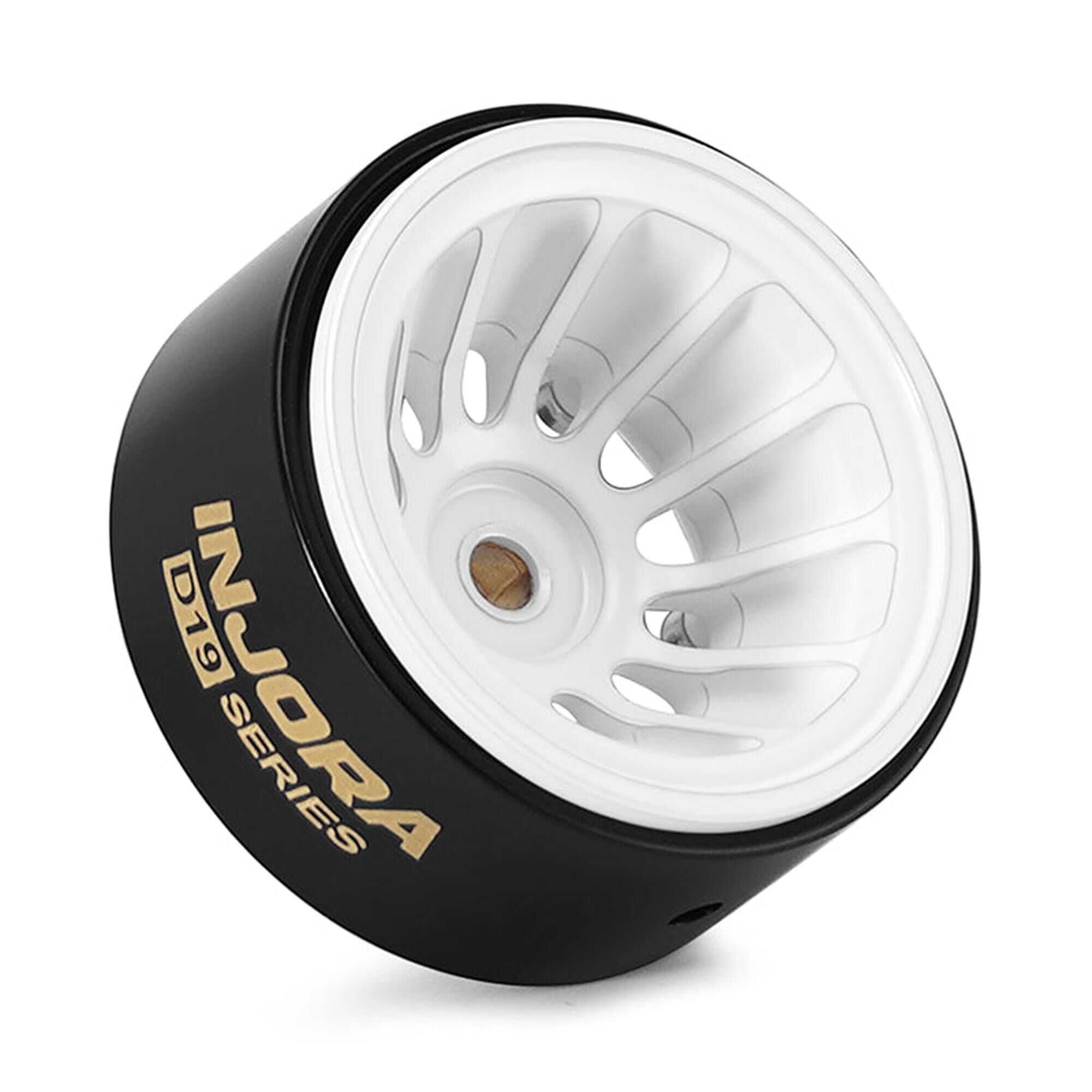 Injora 1:30 Brass 0.7" D19 Front/Rear Rock Crawler Wheels, White, 1:30 Axial SCX30 (4)-INJW7015WH-19