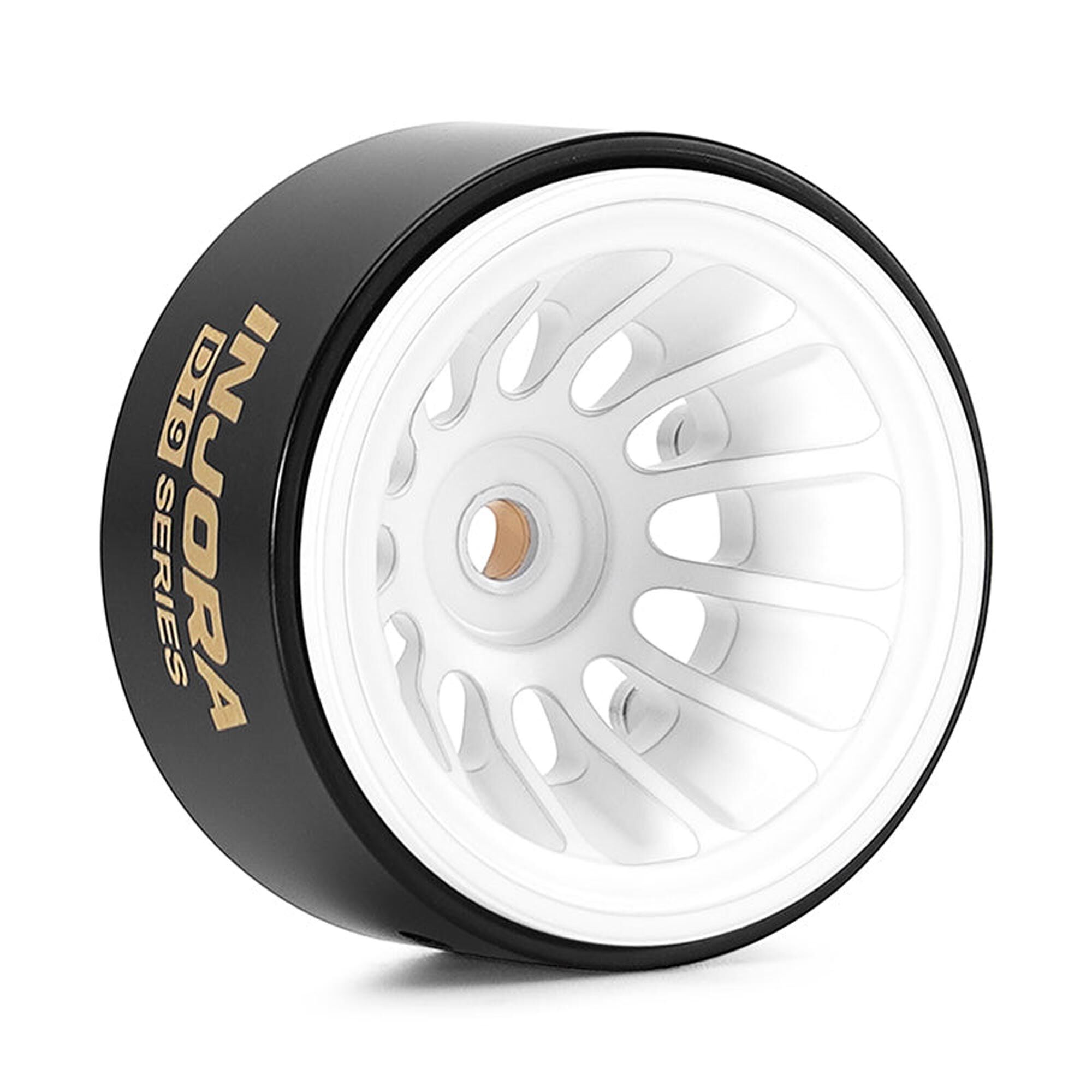 Injora 1:30 Brass 0.7" D19 Front/Rear Rock Crawler Wheels, White, 1:30 Axial SCX30 (4)-INJW7015WH-19