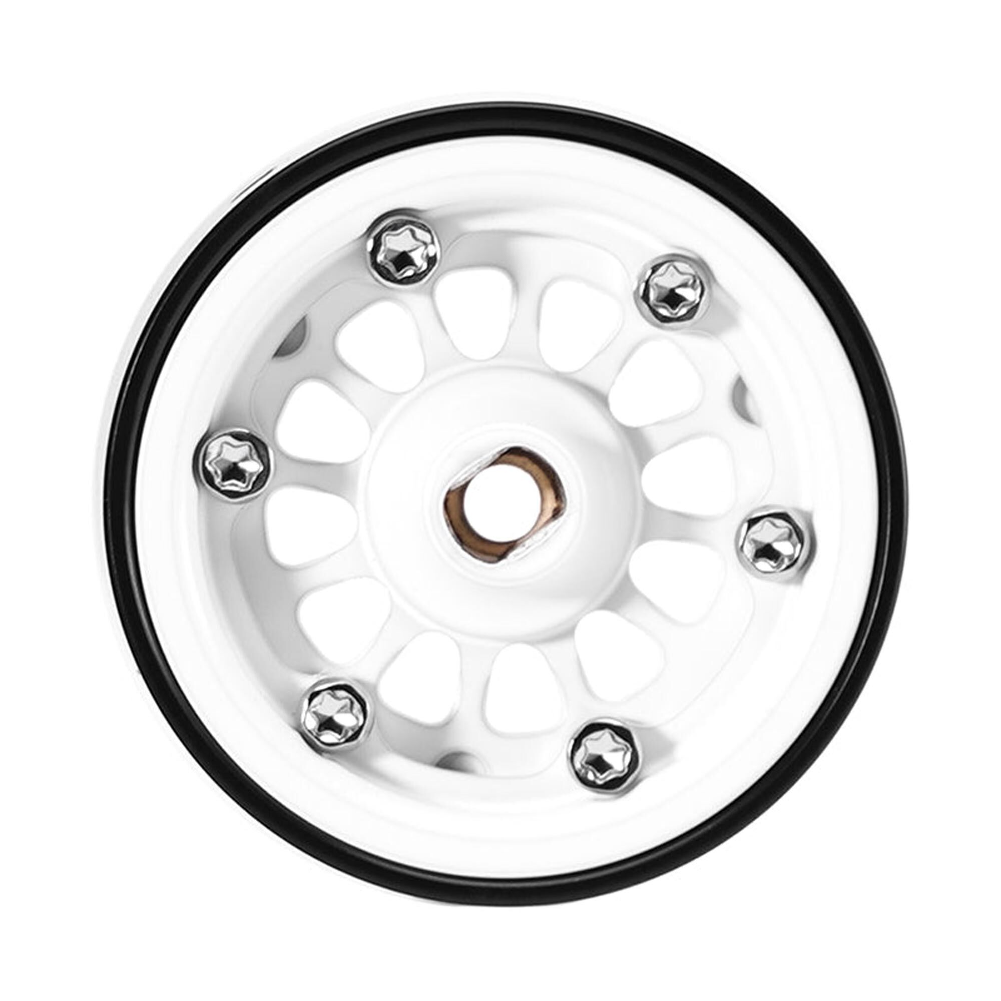 Injora 1:30 Brass 0.7" D19 Front/Rear Rock Crawler Wheels, White, 1:30 Axial SCX30 (4)-INJW7015WH-19