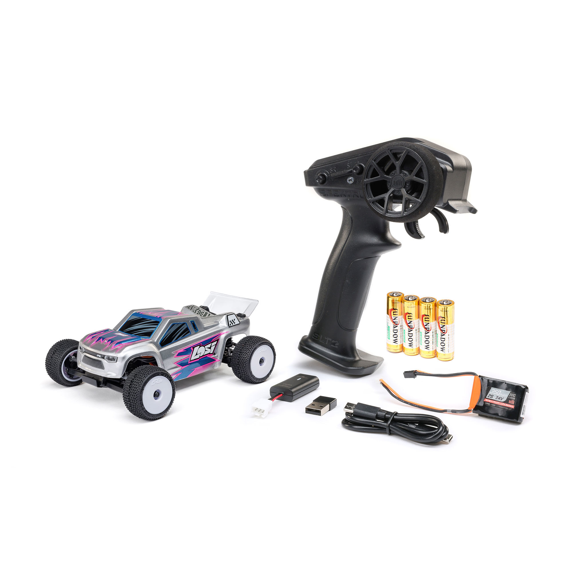 Losi 1/28 Micro-T 2S 2WD RTR Stadium Truck (Battery & Charger Included), White-LOS-1392T1/LOS-1392T2