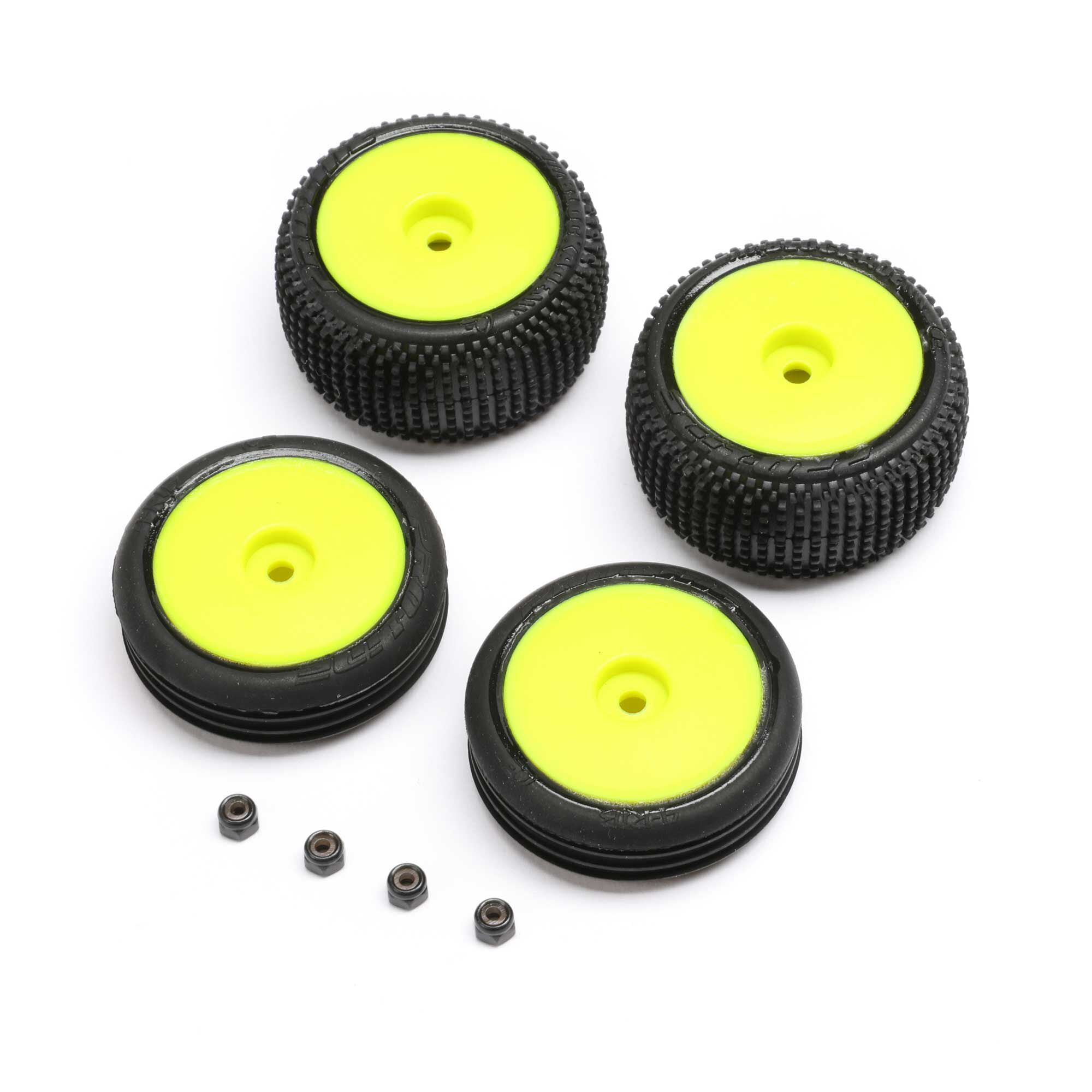 Losi Tires & Wheels Mounted, Yellow: Micro-B-LOS-1762