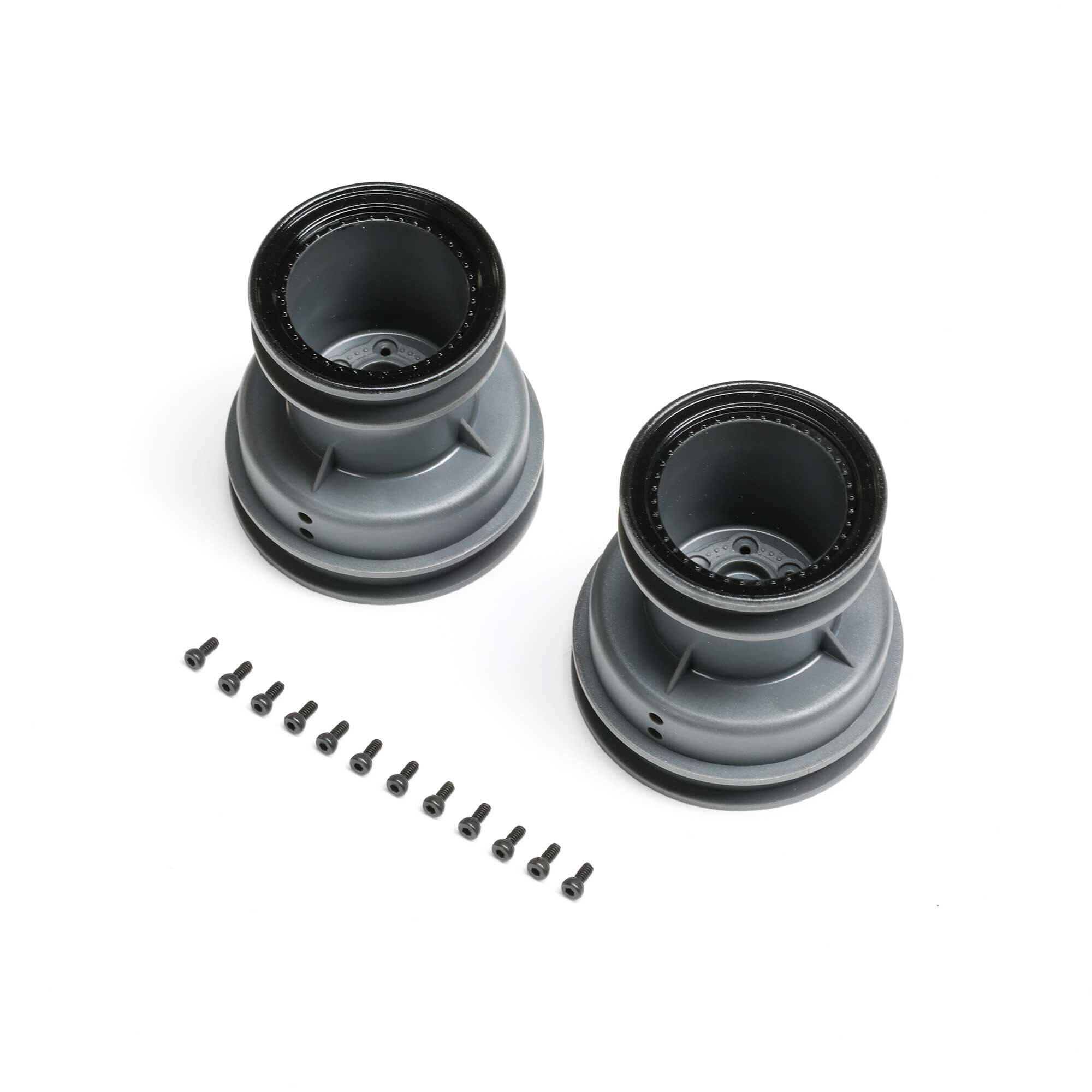 Losi MT Wheel, Black Beadlock, Light Grey (2): Mini LMT-LOS-2059