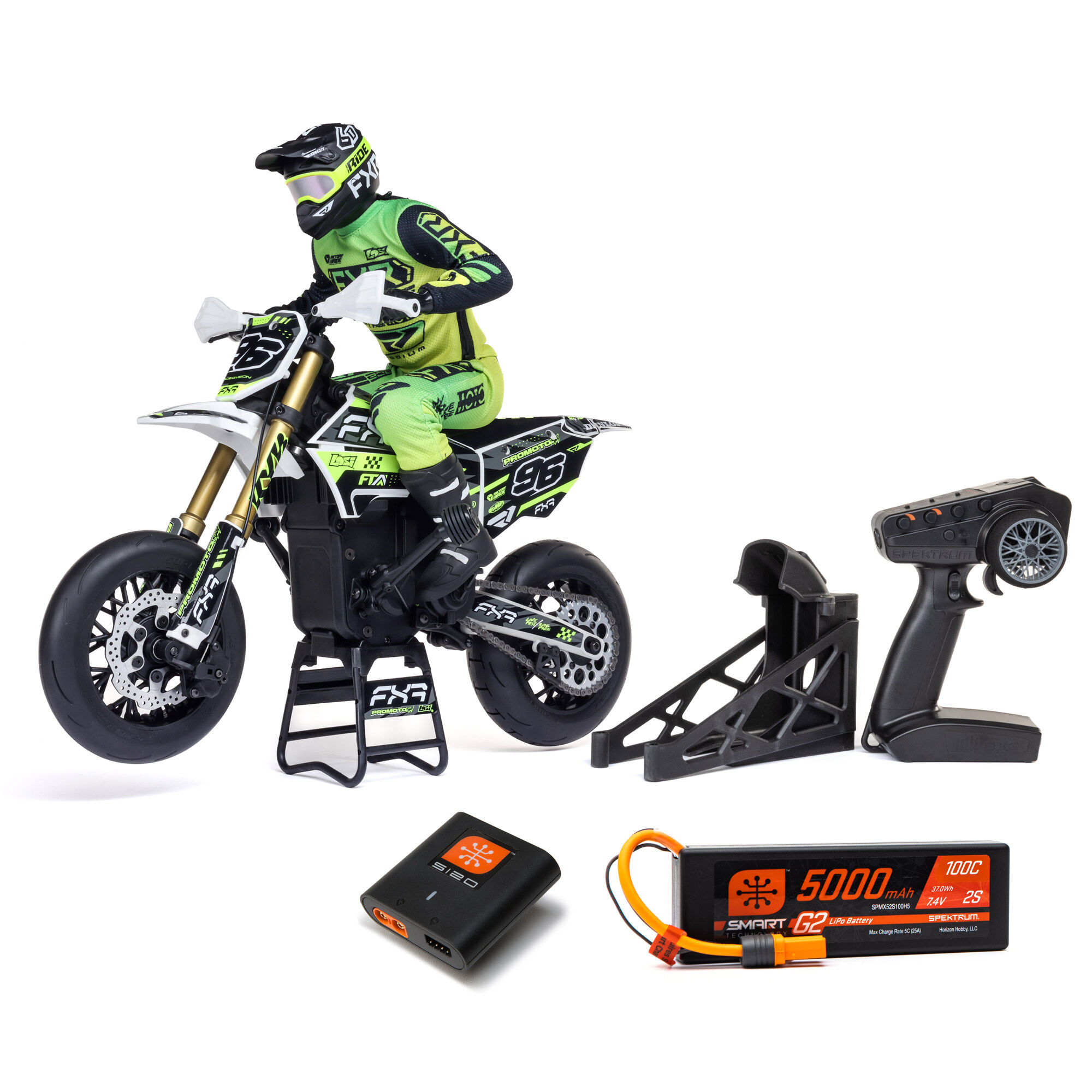 Losi 1:4 Promoto-SM FXR Supermoto Motorcycle RTR, White-LOS-2310