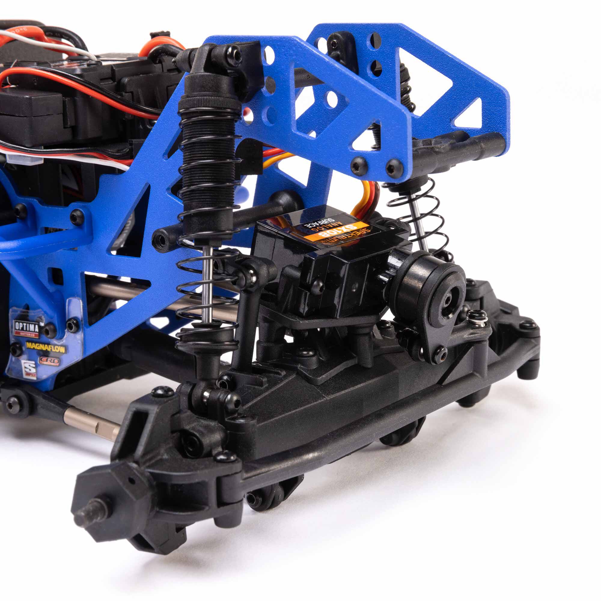 Losi 1:18 Mini LMT Grave Digger 2S 4X4 RTR Brushed Monster Truck w/Battery & Charger, Green&Blue