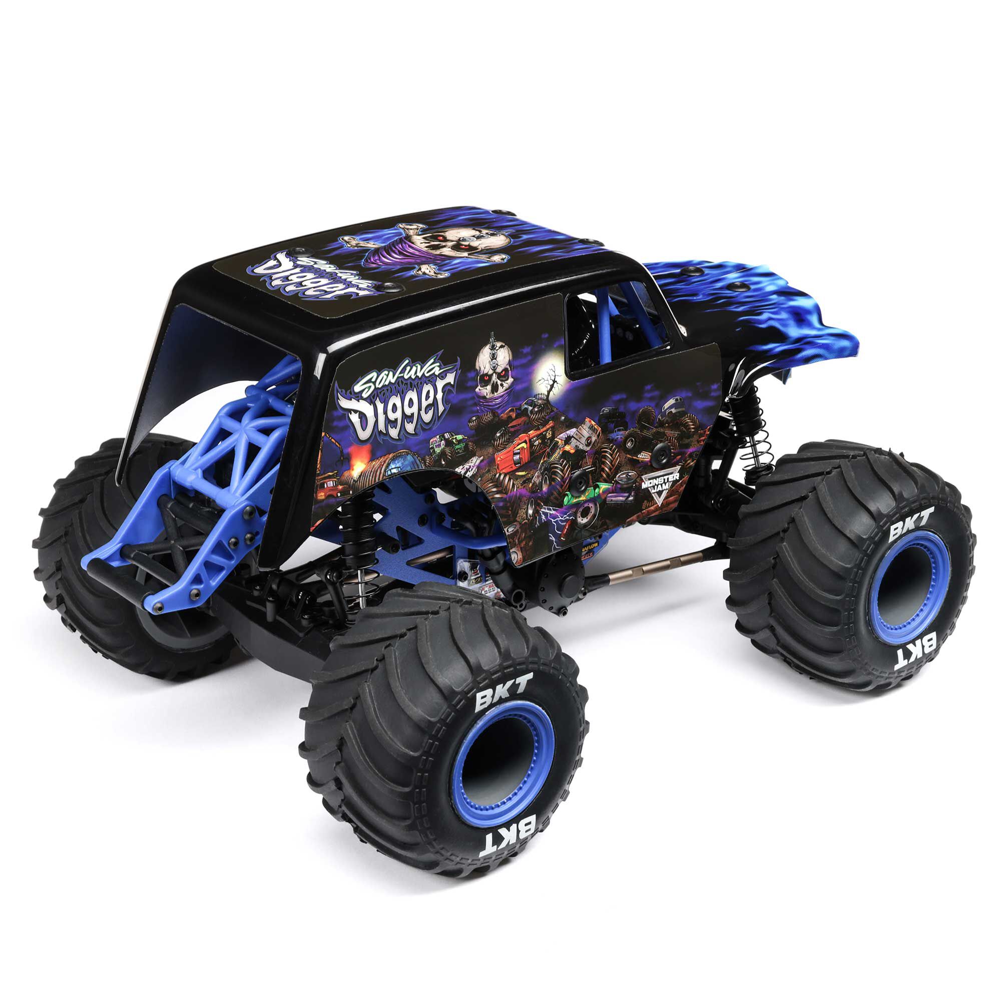 Losi 1:18 Mini LMT Grave Digger 2S 4X4 RTR Brushed Monster Truck w/Battery & Charger, Green&Blue