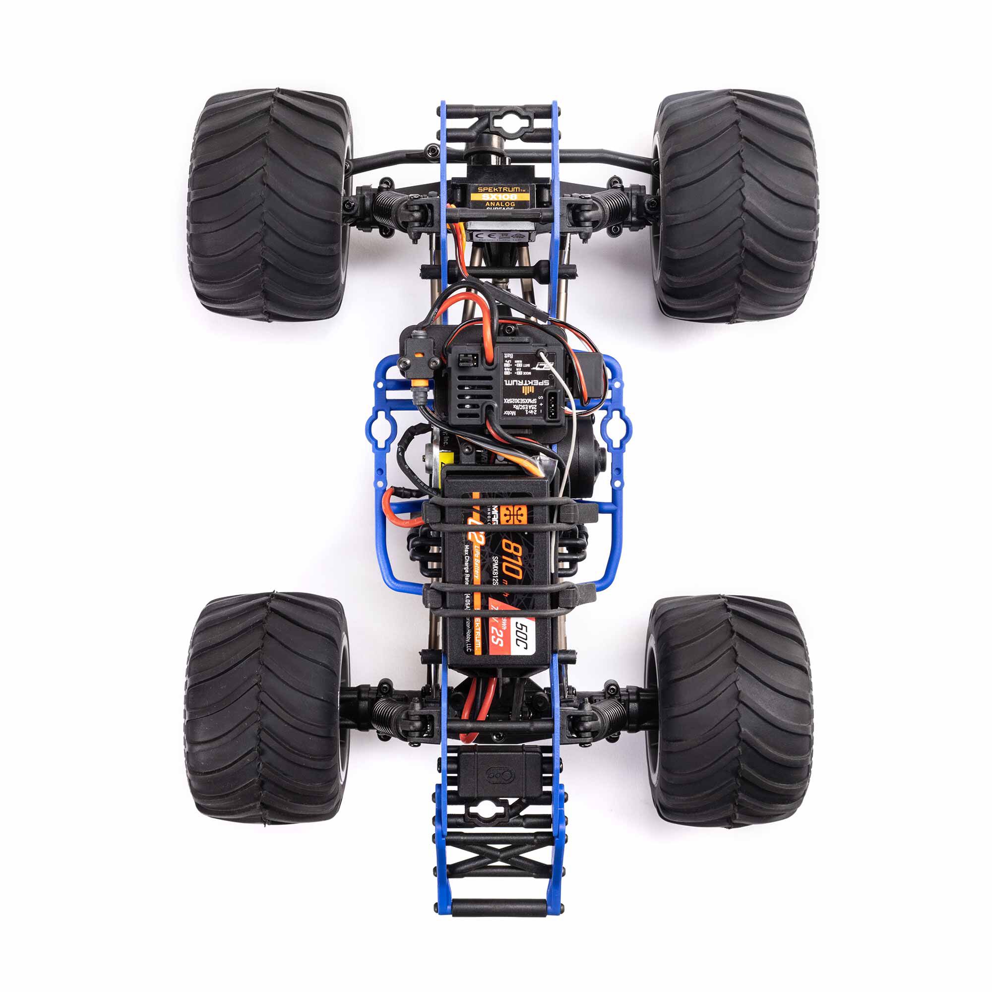 Losi 1:18 Mini LMT Grave Digger 2S 4X4 RTR Brushed Monster Truck w/Battery & Charger, Green&Blue