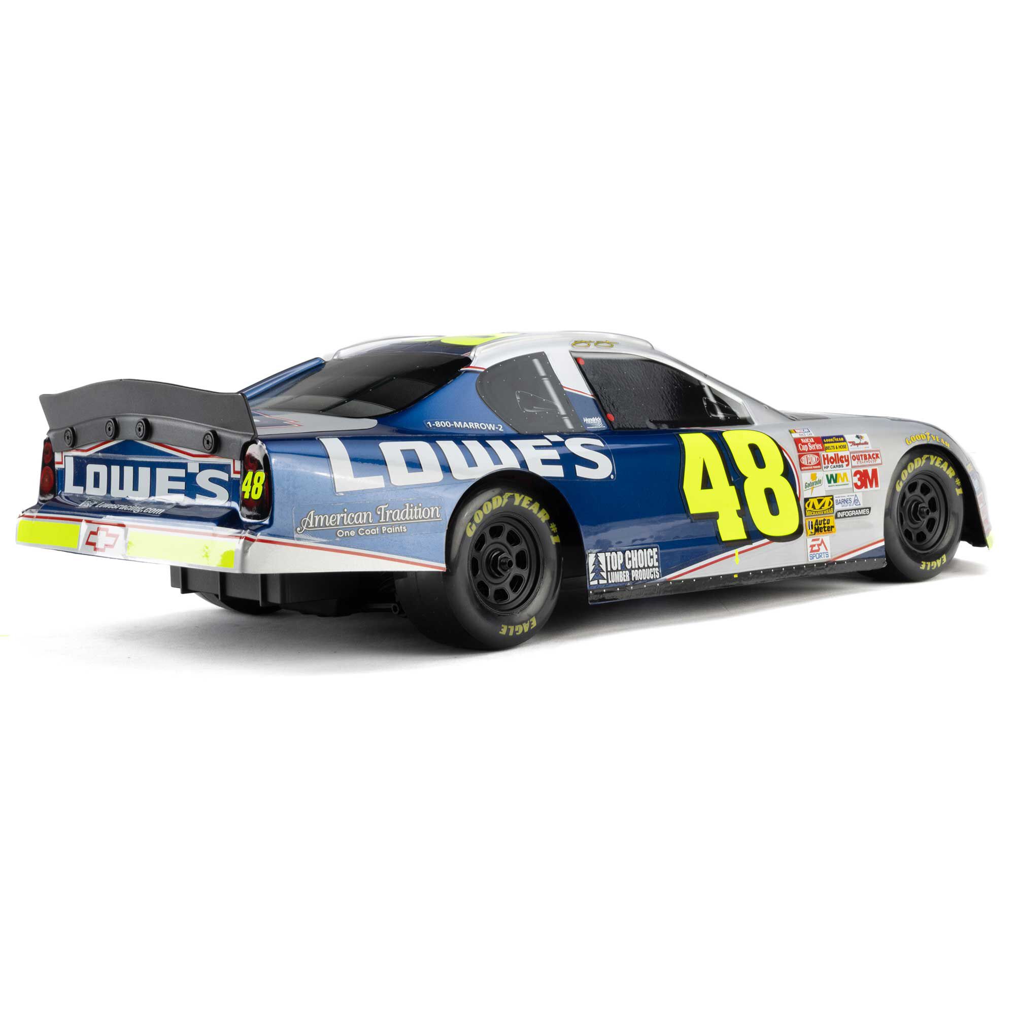 Losi 1/12 NASCAR RC Race Car Jimmie Johnson No. 48 Lowes Chevrolet Monte Carlo 2S AWD RTR Brushed On-Road (Battery & Charger Included), Blue