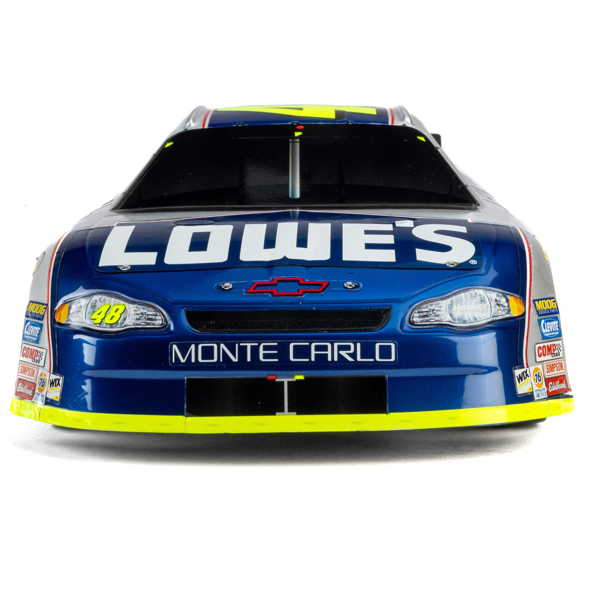 Losi 1/12 NASCAR RC Race Car Jimmie Johnson No. 48 Lowes Chevrolet Monte Carlo 2S AWD RTR Brushed On-Road (Battery & Charger Included), Blue