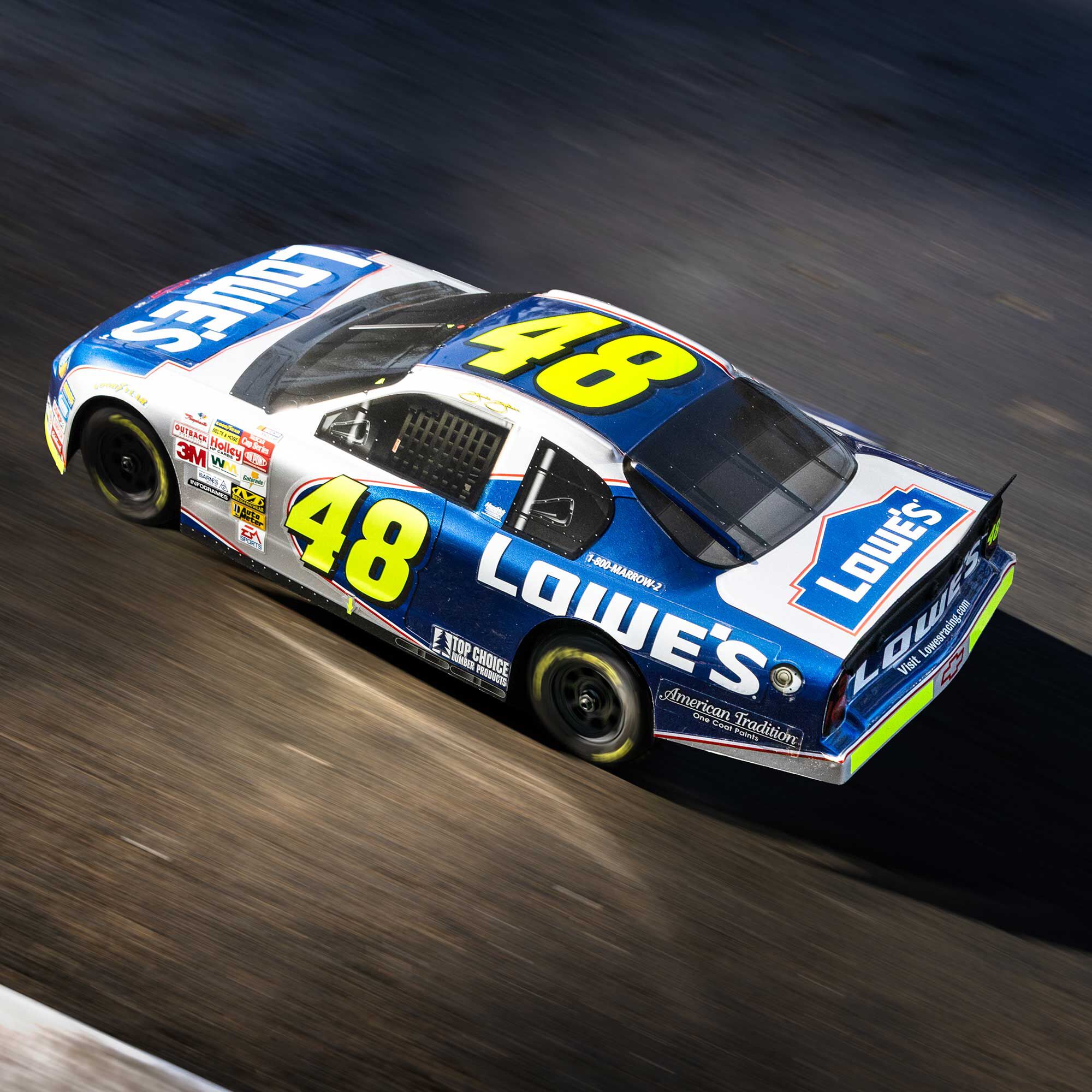 Losi 1/12 NASCAR RC Race Car Jimmie Johnson No. 48 Lowes Chevrolet Monte Carlo 2S AWD RTR Brushed On-Road (Battery & Charger Included), Blue