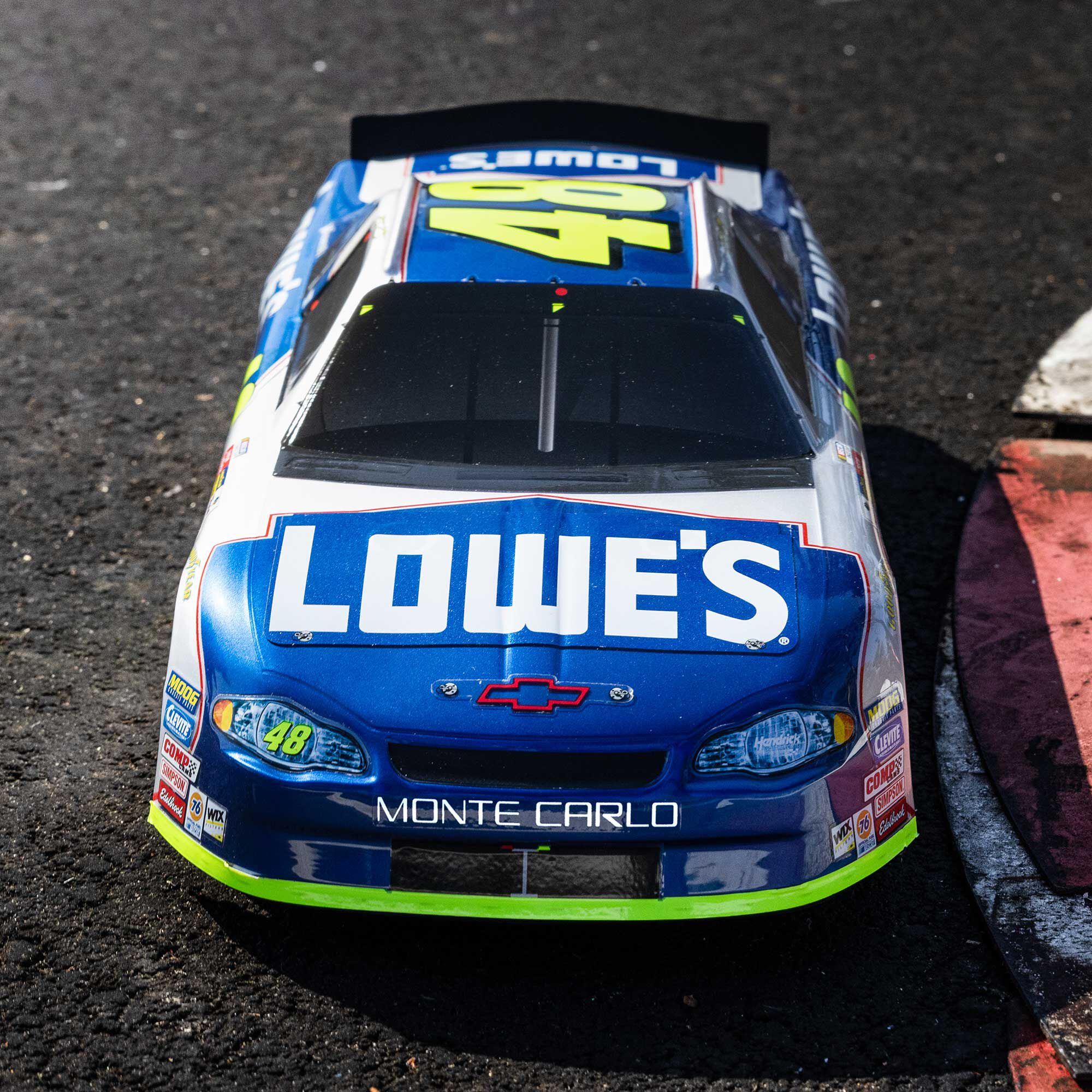 Losi 1/12 NASCAR RC Race Car Jimmie Johnson No. 48 Lowes Chevrolet Monte Carlo 2S AWD RTR Brushed On-Road (Battery & Charger Included), Blue