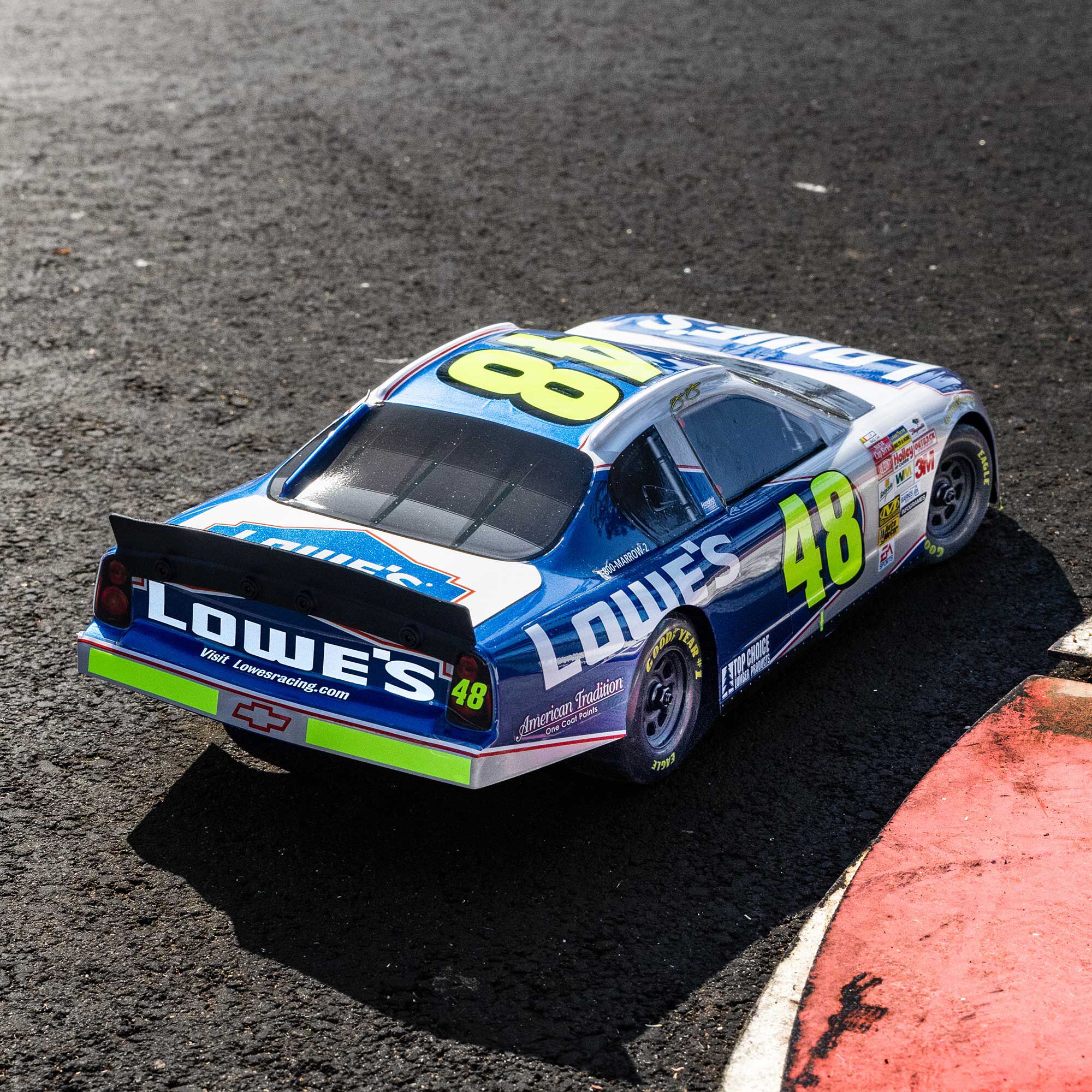 Losi 1/12 NASCAR RC Race Car Jimmie Johnson No. 48 Lowes Chevrolet Monte Carlo 2S AWD RTR Brushed On-Road (Battery & Charger Included), Blue