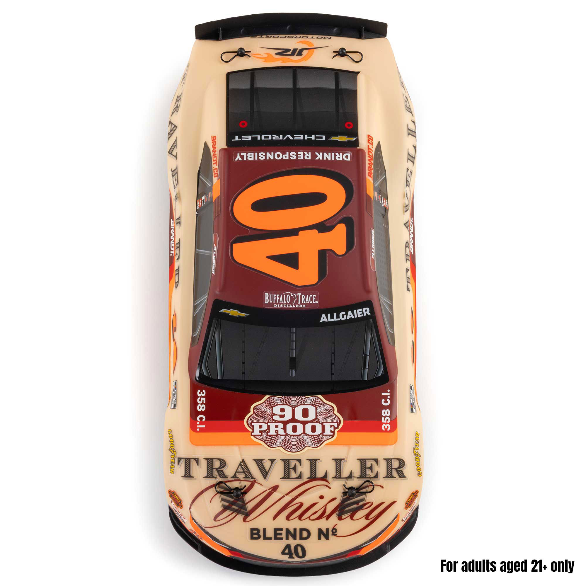 Losi 1:12 NASCAR RC Race Car Justin Allgaier No. 40 2026 Traveller Whiskey Chevrolet ZL1 2S AWD RTR-LOS1122640