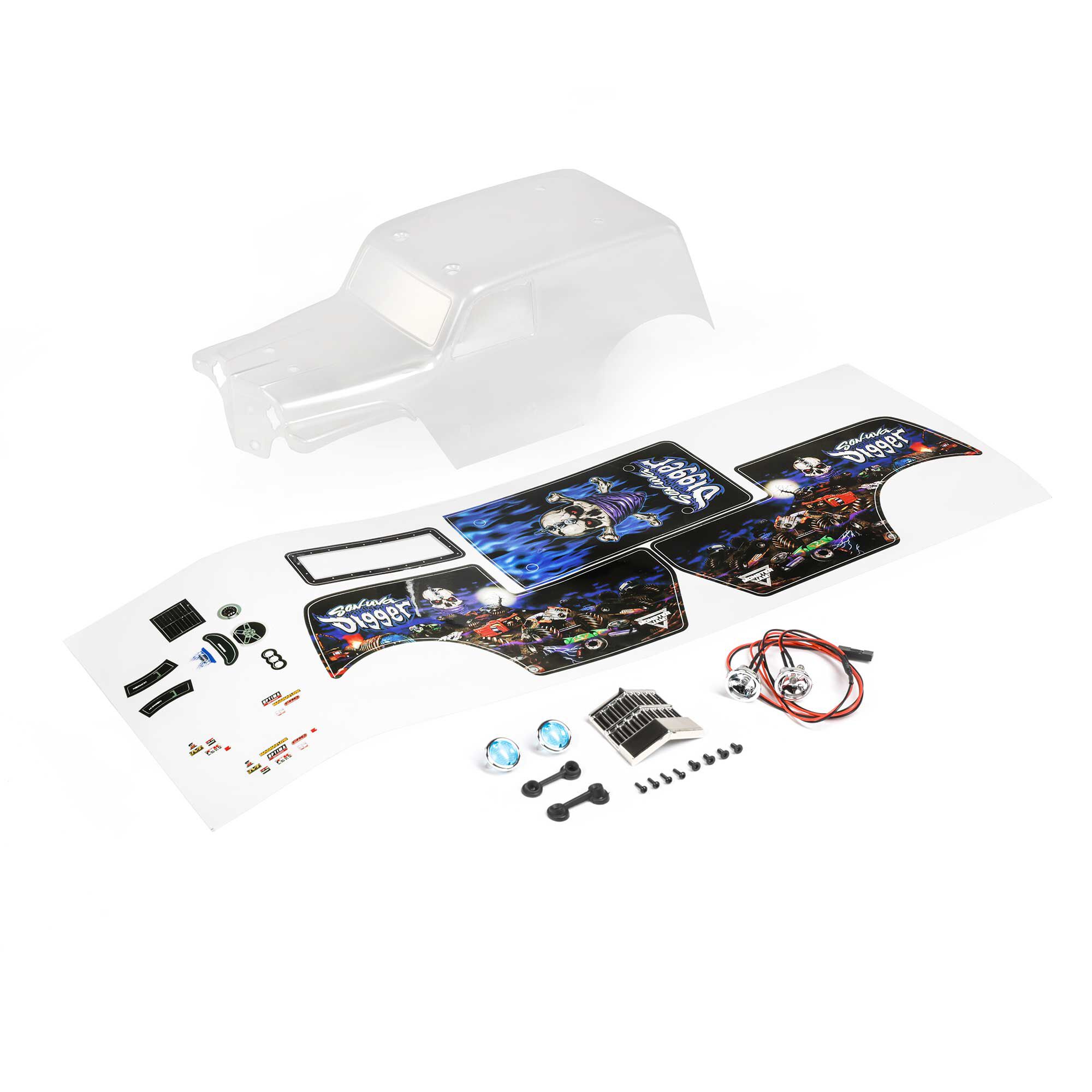 Losi Body Set, Son Uva Digger, Clear: Mini LMT-LOS210047