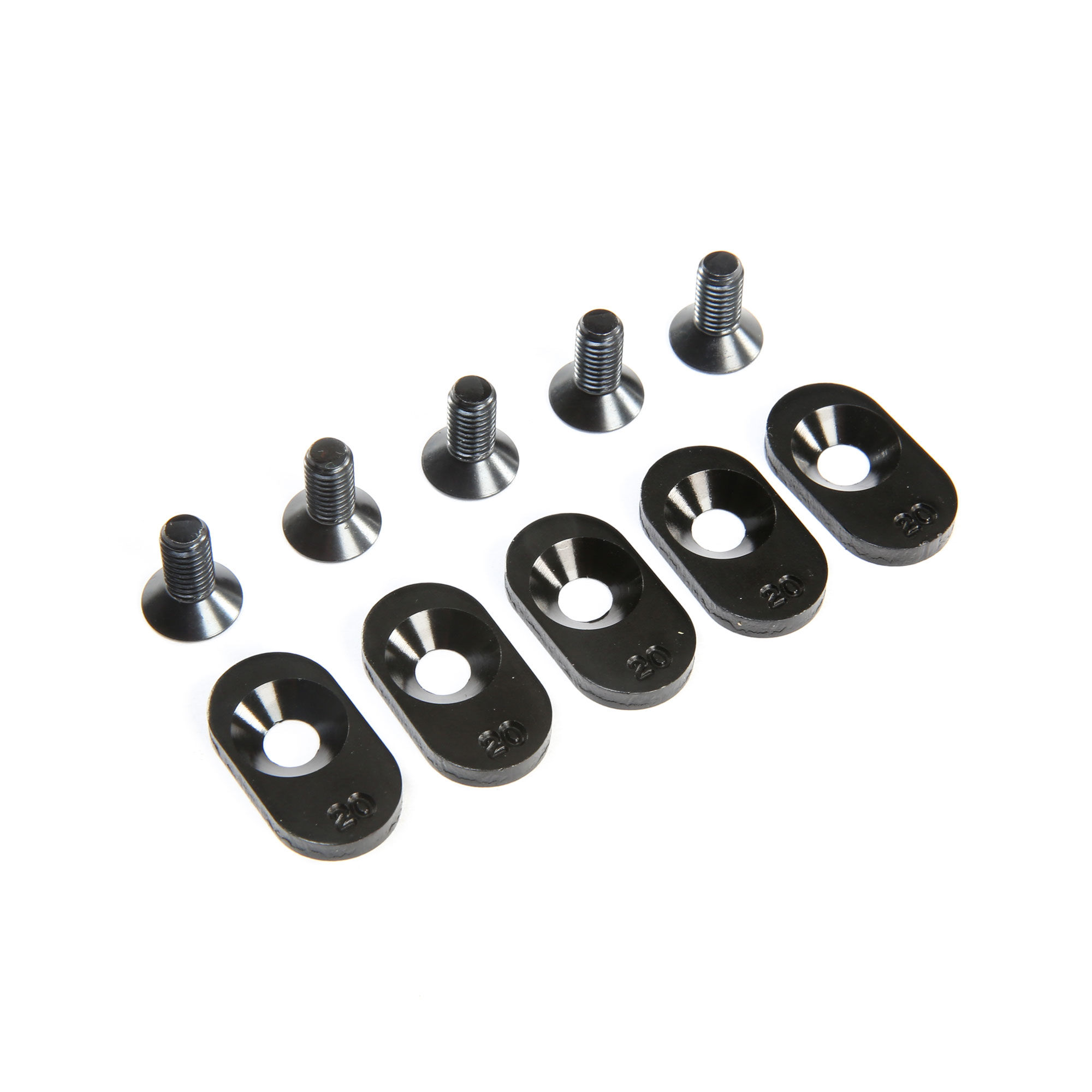 Losi Engine Mount Insert & Screws 20T, Black (5): 5ive-T 2.0 (fits 62T spur)-LOS252103