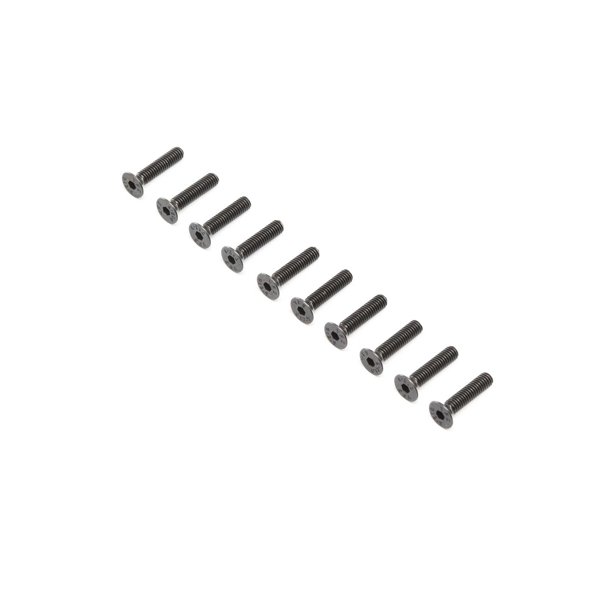 Losi Flat Head Screws, Steel, Black Oxide, M4 x 18mm (10)-LOS255020