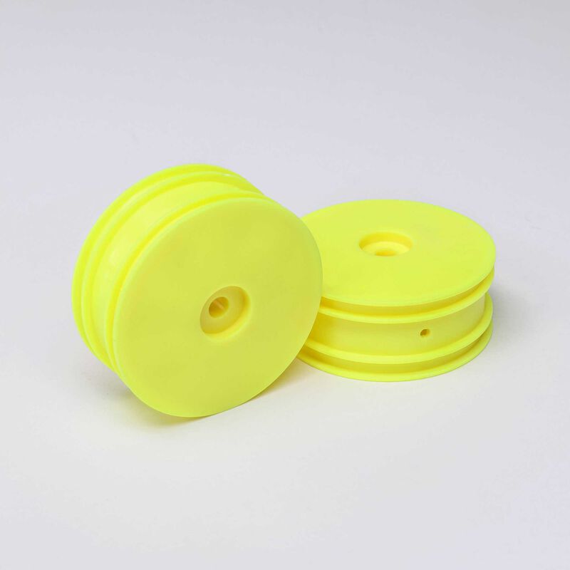 Losi Front Wheel, White / Yellow (2): Mini-B-LOS41025