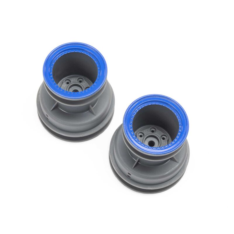 Losi MT Wheel, Green / Blue Beadlock, Lt Grey(2): Mini LMT-LOS41044