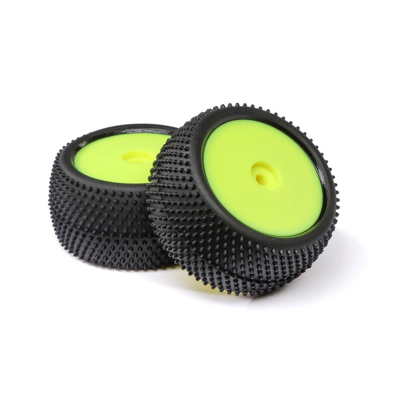 Losi Big Shot, Rear, Mounted Tires, Yellow / White (2): Mini B-LOS41050