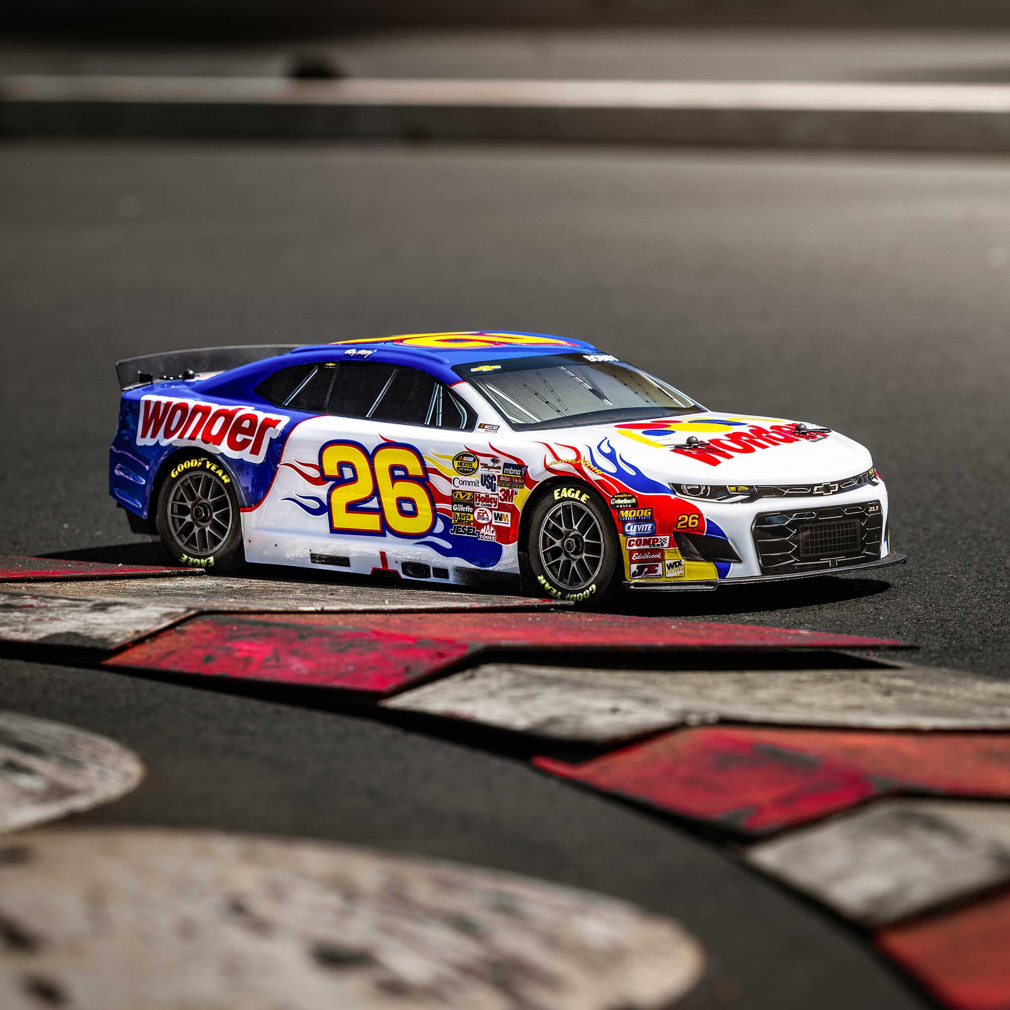Losi 1:12 NASCAR RC Race Car Ricky Bobby No. 26 2026 Wonder Bread Chevrolet ZL1 2S AWD RTR Brushed On-Road-LOSF1122626