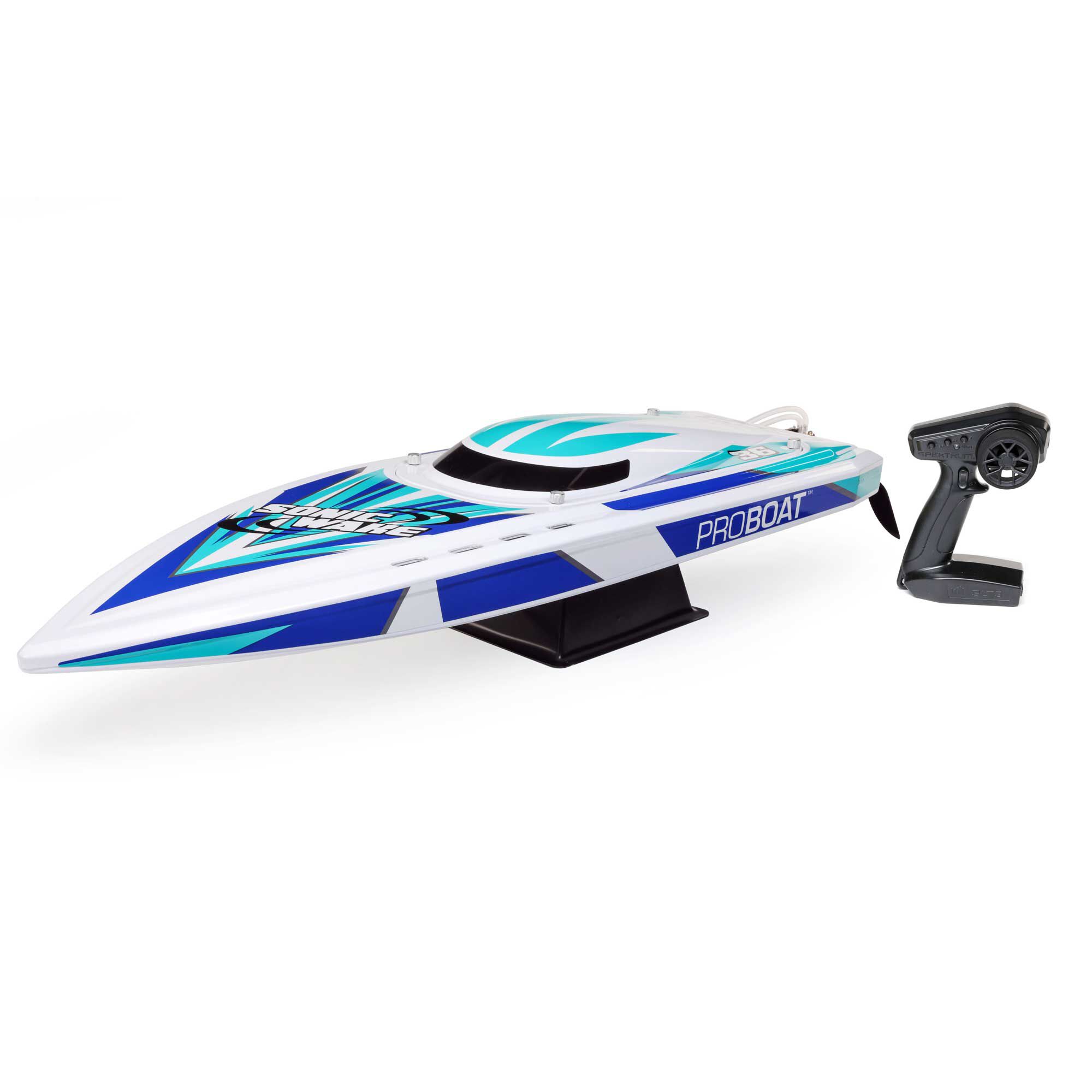 Pro Boat Sonicwake V2 36" Self-Righting Brushless Deep-V RTR RC Boats, Black&White
