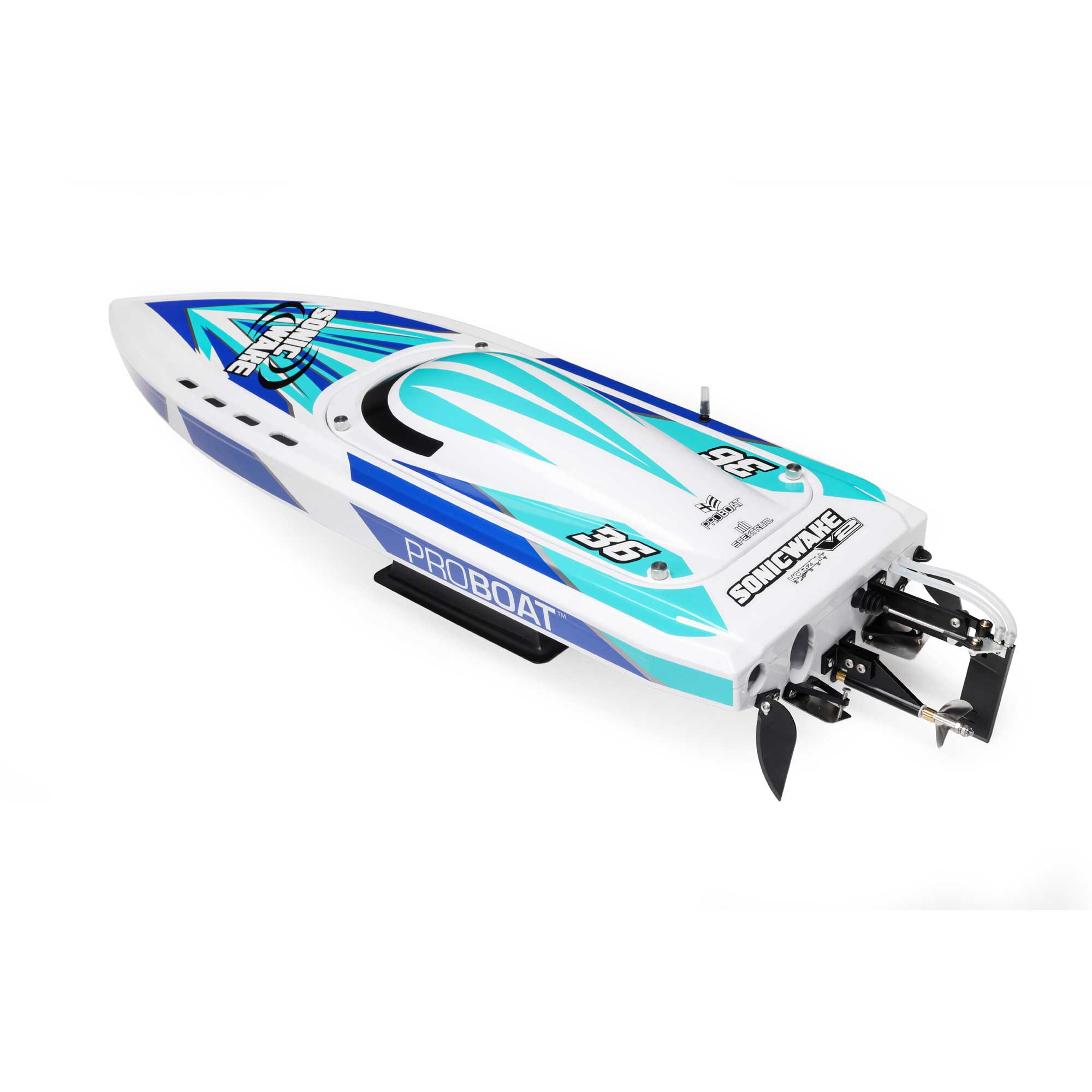 Pro Boat Sonicwake V2 36" Self-Righting Brushless Deep-V RTR RC Boats, Black&White