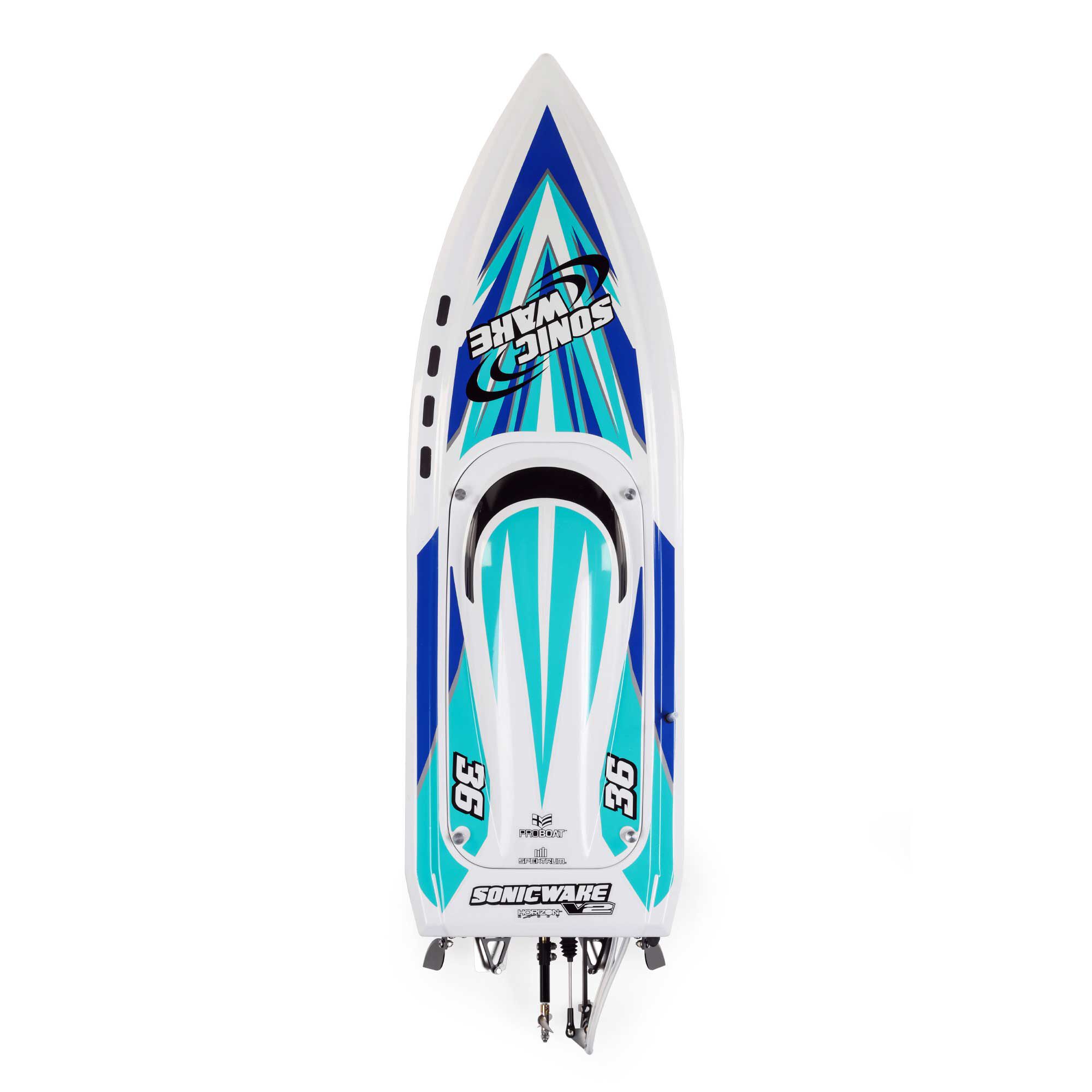 Pro Boat Sonicwake V2 36" Self-Righting Brushless Deep-V RTR RC Boats, Black&White
