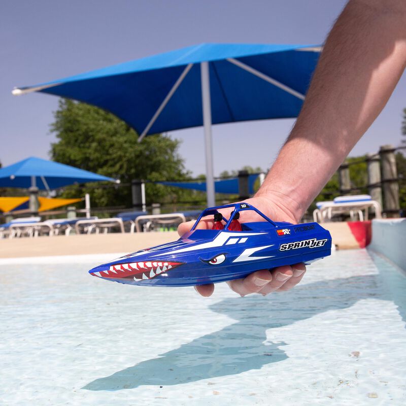 Pro Boat Sprintjet 9" Self-Righting Deep-V Jet Boat Brushed RTR, Silver&Blue