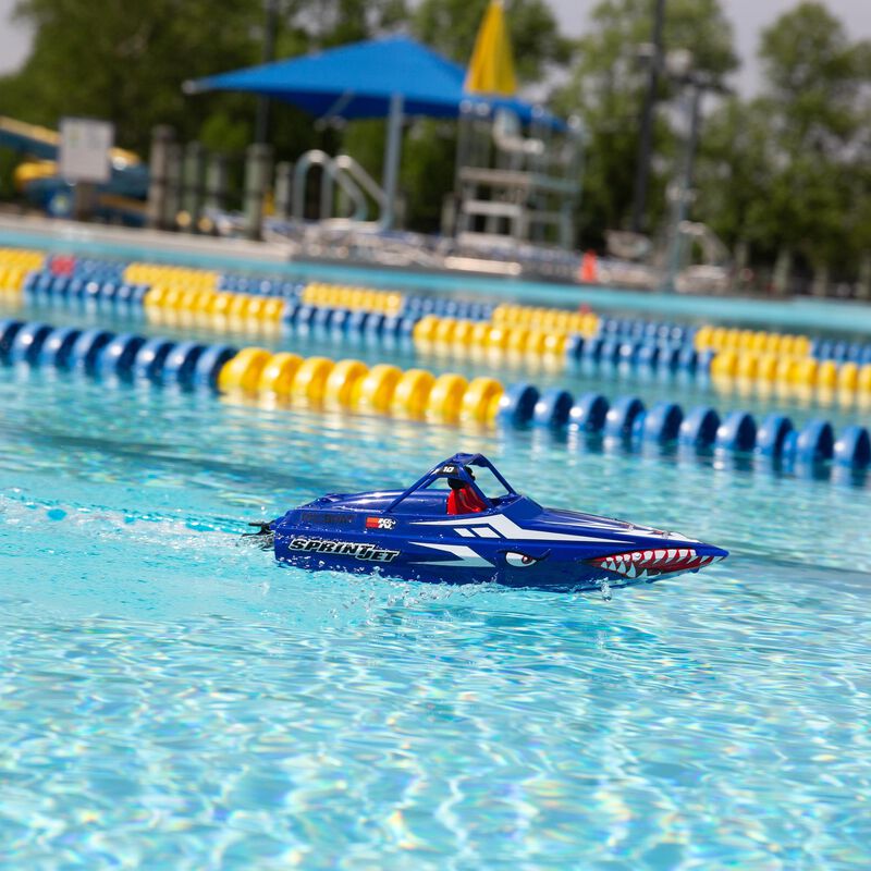 Pro Boat Sprintjet 9" Self-Righting Deep-V Jet Boat Brushed RTR, Silver&Blue