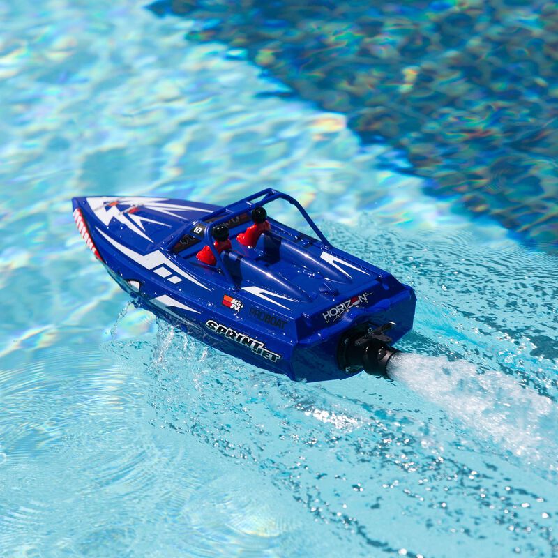 Pro Boat Sprintjet 9" Self-Righting Deep-V Jet Boat Brushed RTR, Silver&Blue