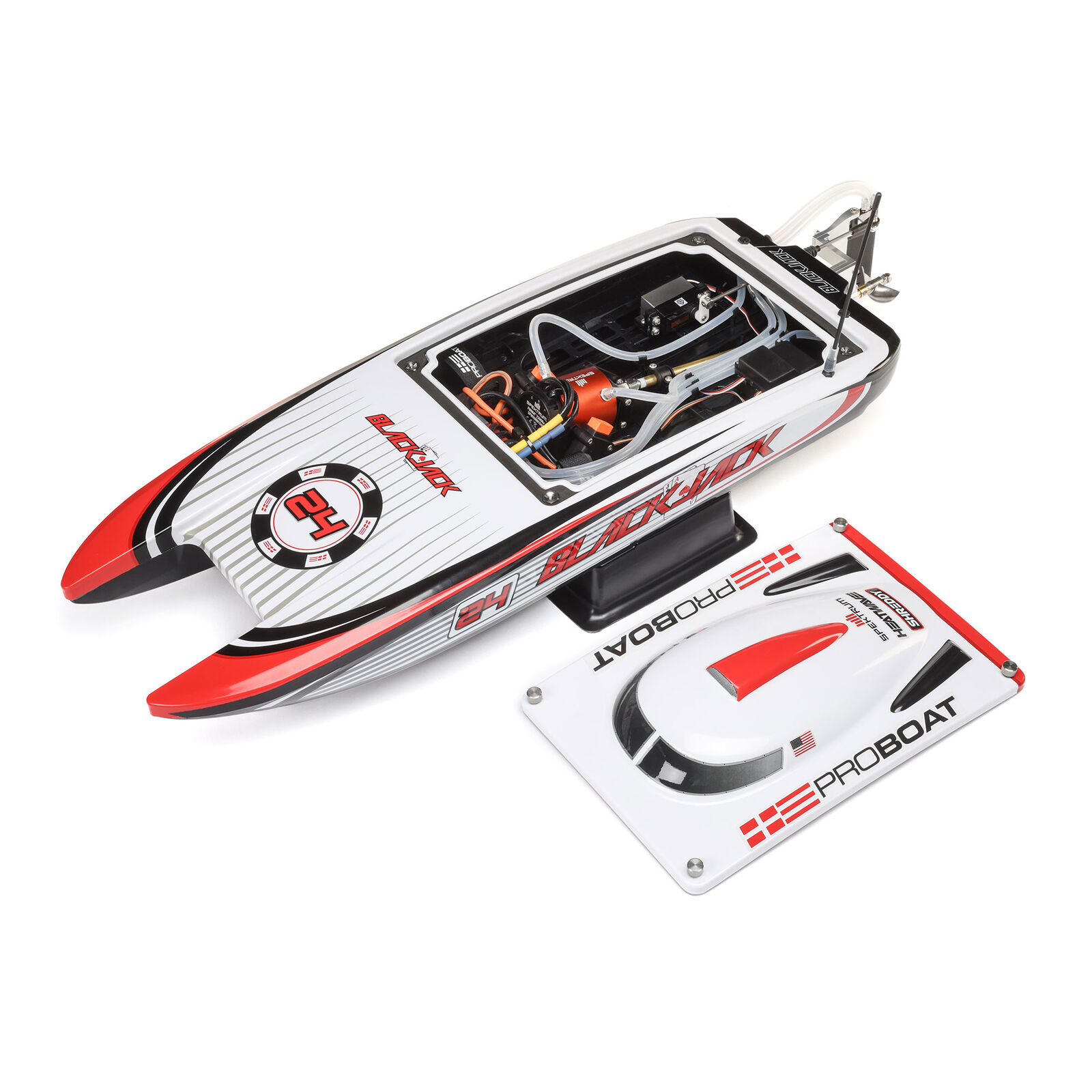 Pro Boat Blackjack 24" V2 Catamaran Brushless: RTR, Heat Wave Visual-PRB08049T1