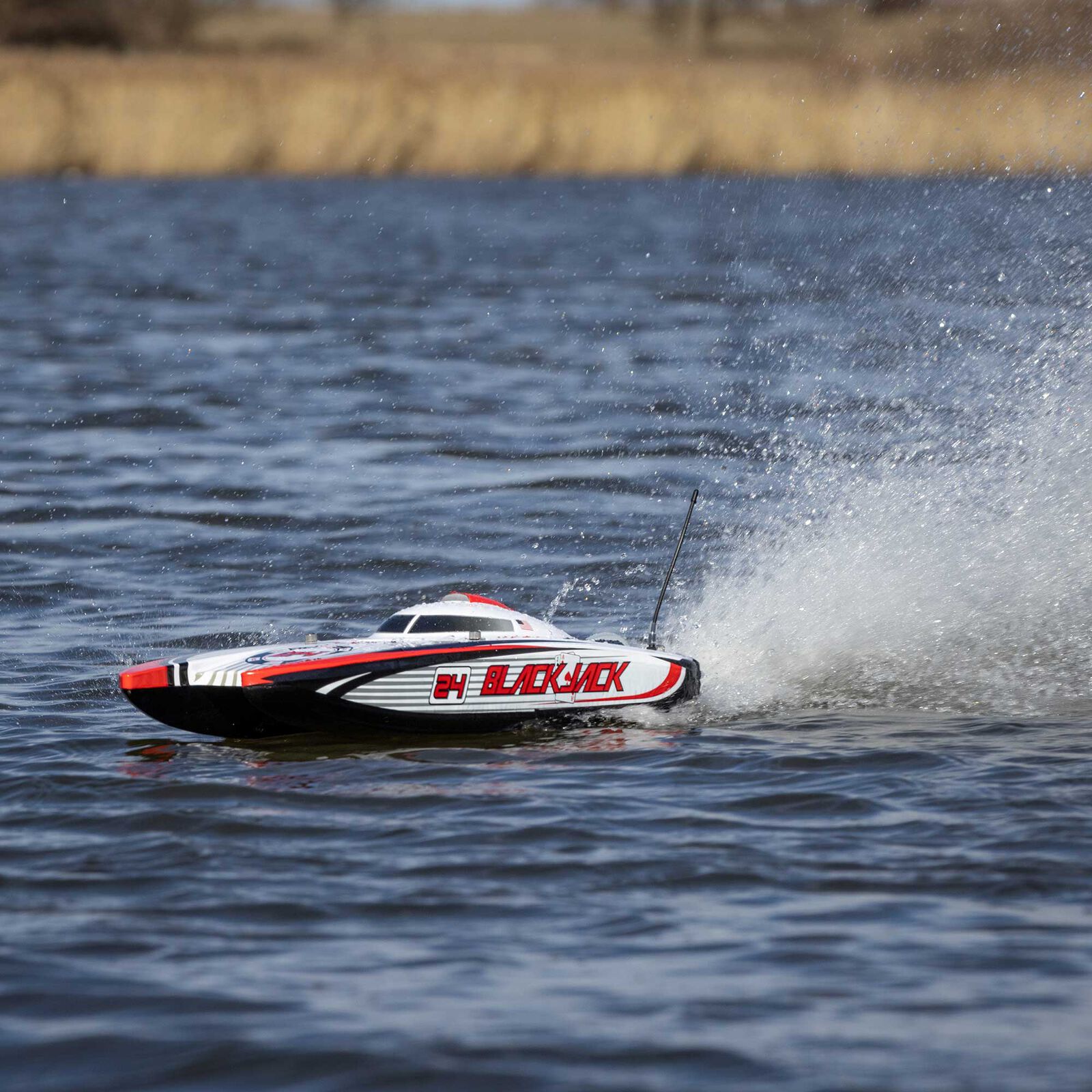 Pro Boat Blackjack 24" V2 Catamaran Brushless: RTR, Heat Wave Visual-PRB08049T1