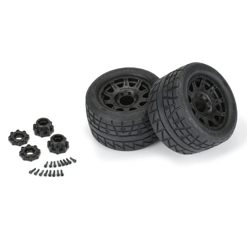 Pro-Line Racing 1/8 Menace HP BELTED F/R 3.8" MT Tires Mounted 17mm Black Raid (2)-PRO1020610