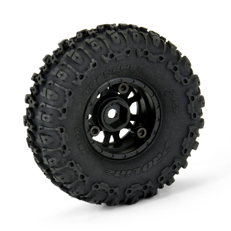 Pro-Line Racing 1/24 Trencher F/R 1.0" Tires Mounted 7mm Black Impulse (4): SCX24-PRO1020910