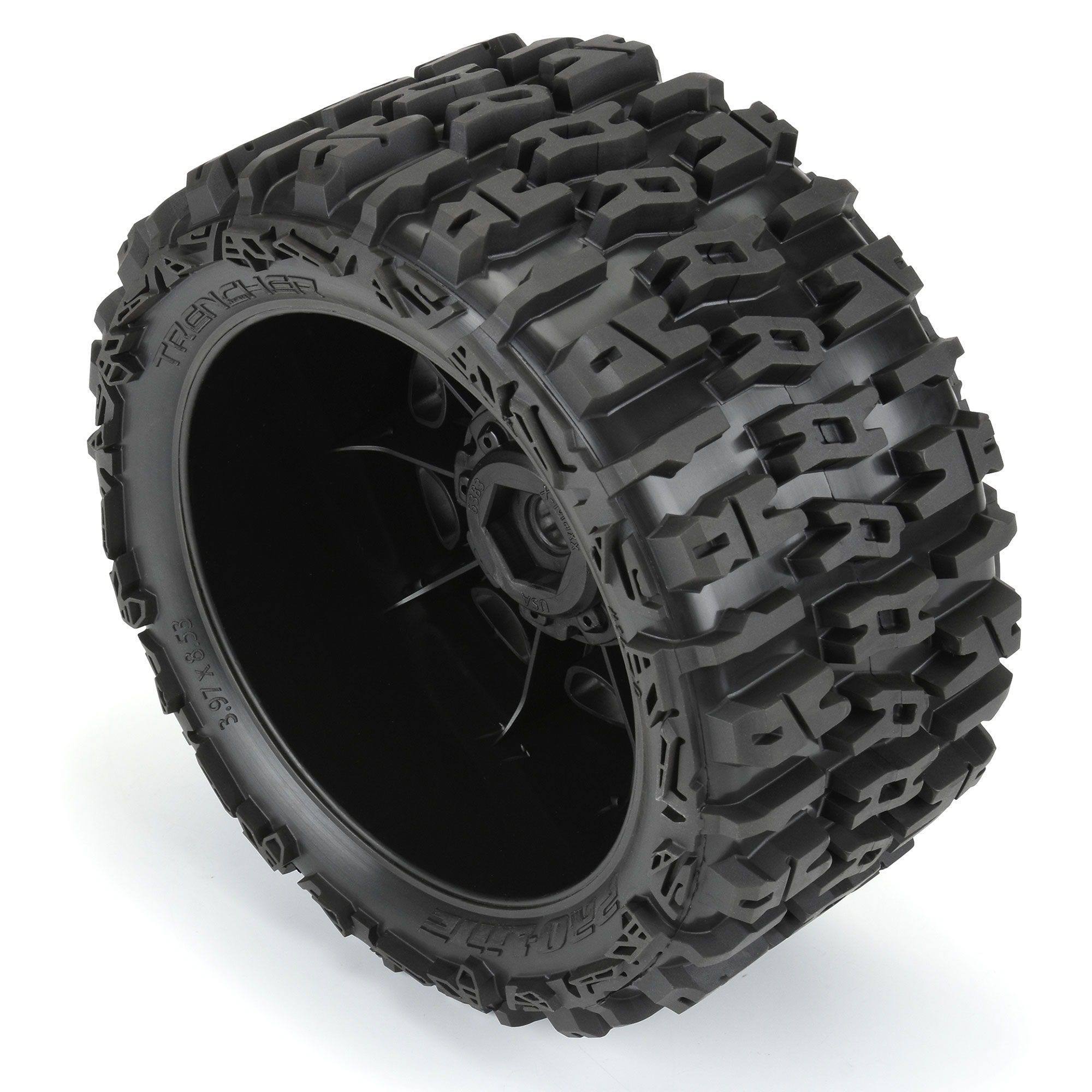 Pro-Line Racing 1:6 Trencher F/R 5.7” Tires Mounted 24mm Black Raid 8x48 Hex (2)-PRO1024010
