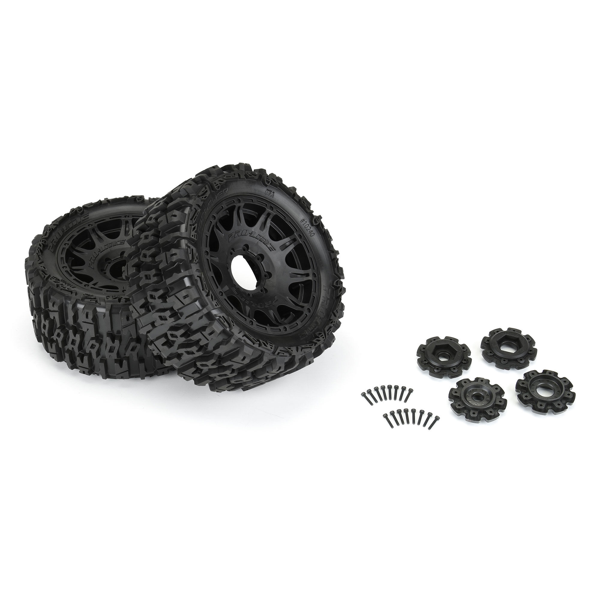 Pro-Line Racing 1:6 Trencher F/R 5.7” Tires Mounted 24mm Black Raid 8x48 Hex (2)-PRO1024010
