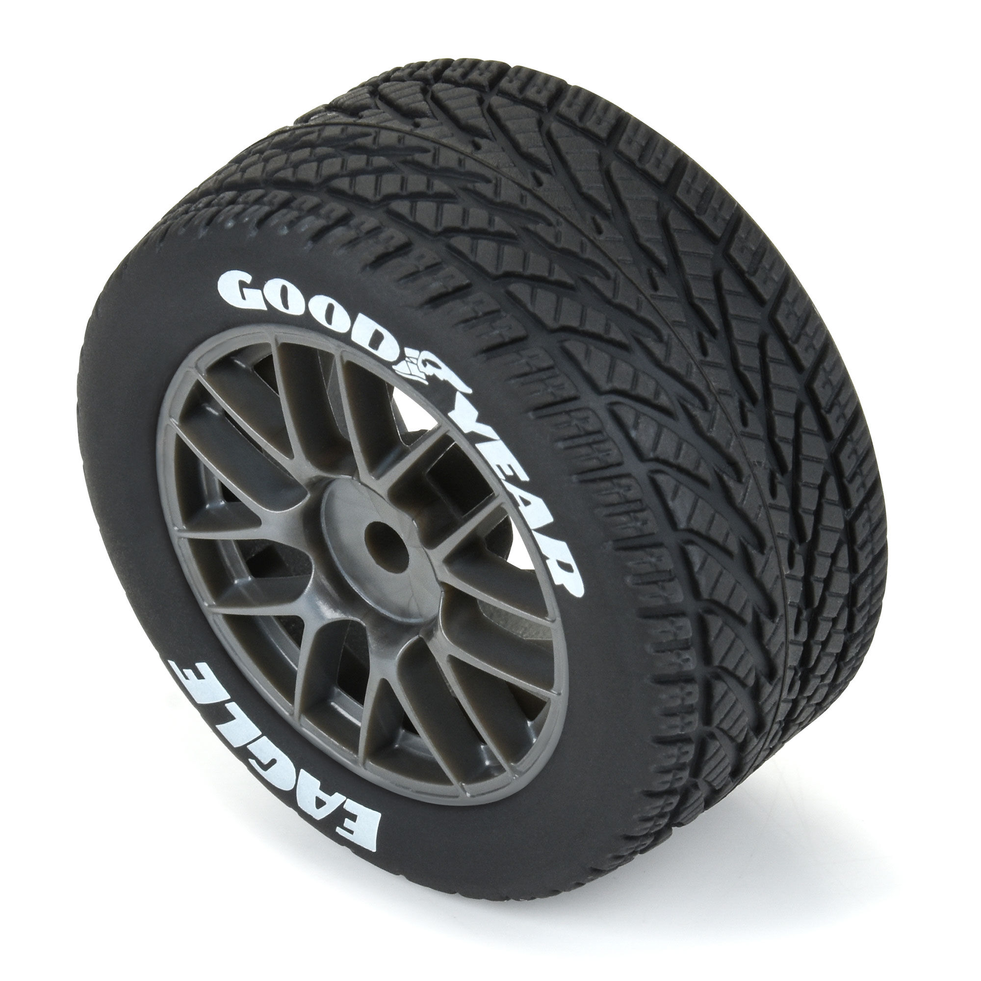 Pro-Line Racing 1:12 Goodyear Eagle Wet Tire F/R MTD Gray Wheels (4): Losi NASCAR-PRO1028310