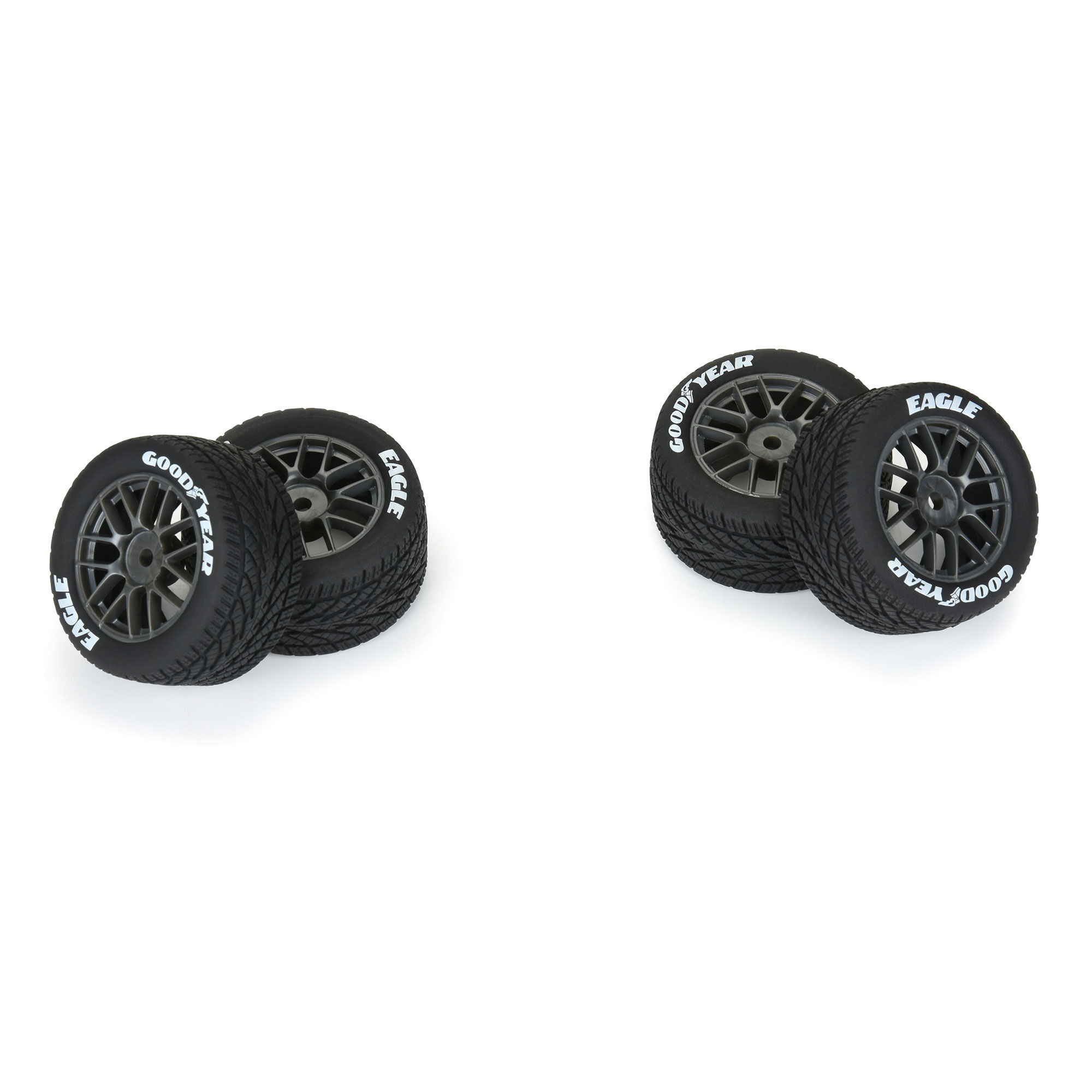 Pro-Line Racing 1:12 Goodyear Eagle Wet Tire F/R MTD Gray Wheels (4): Losi NASCAR-PRO1028310