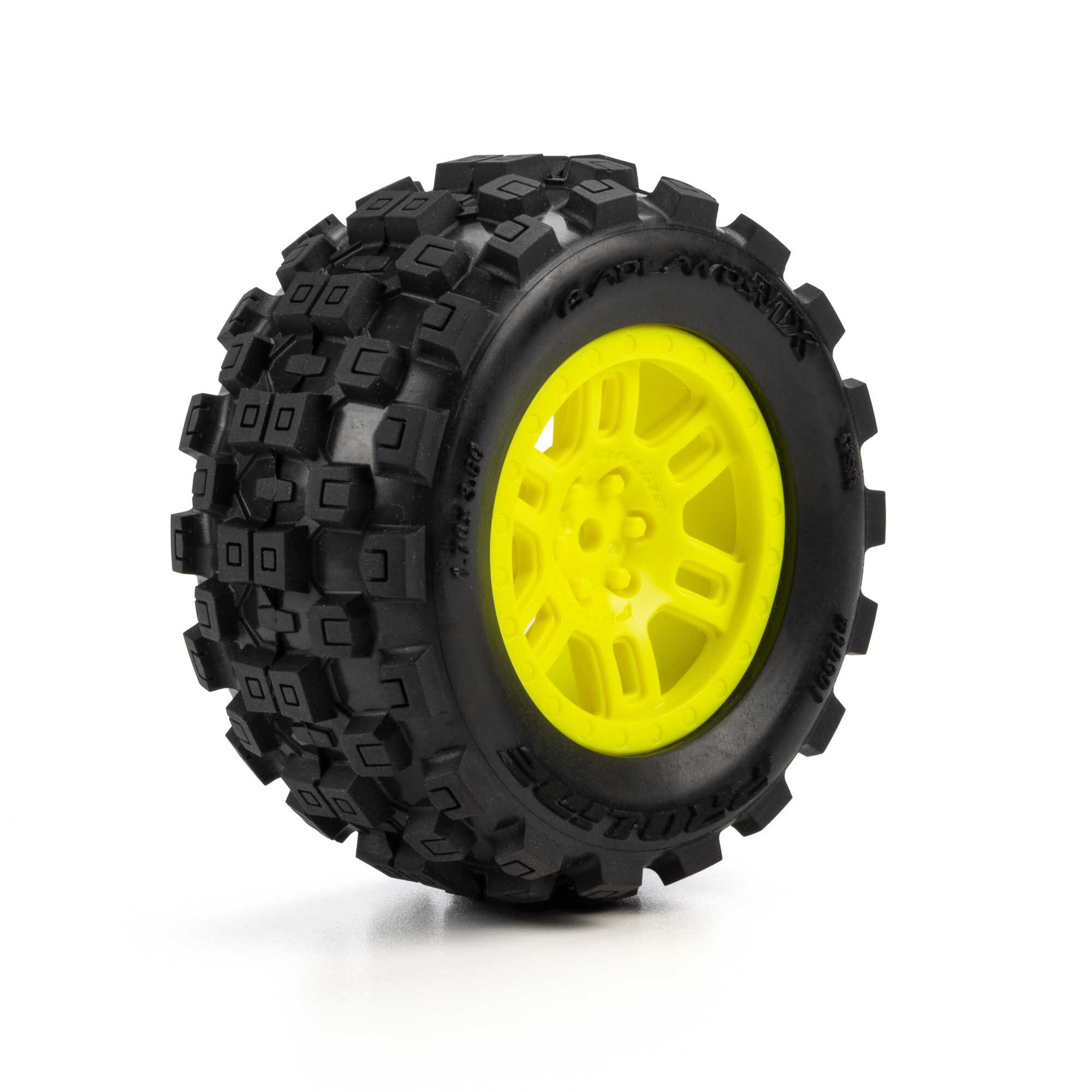 Pro-Line Racing 1:16 Badlands MX Front/Rear MT Tires Mounted 12mm Yellow Split Six (2): ARRMA MINI KRATON-PRO1030112