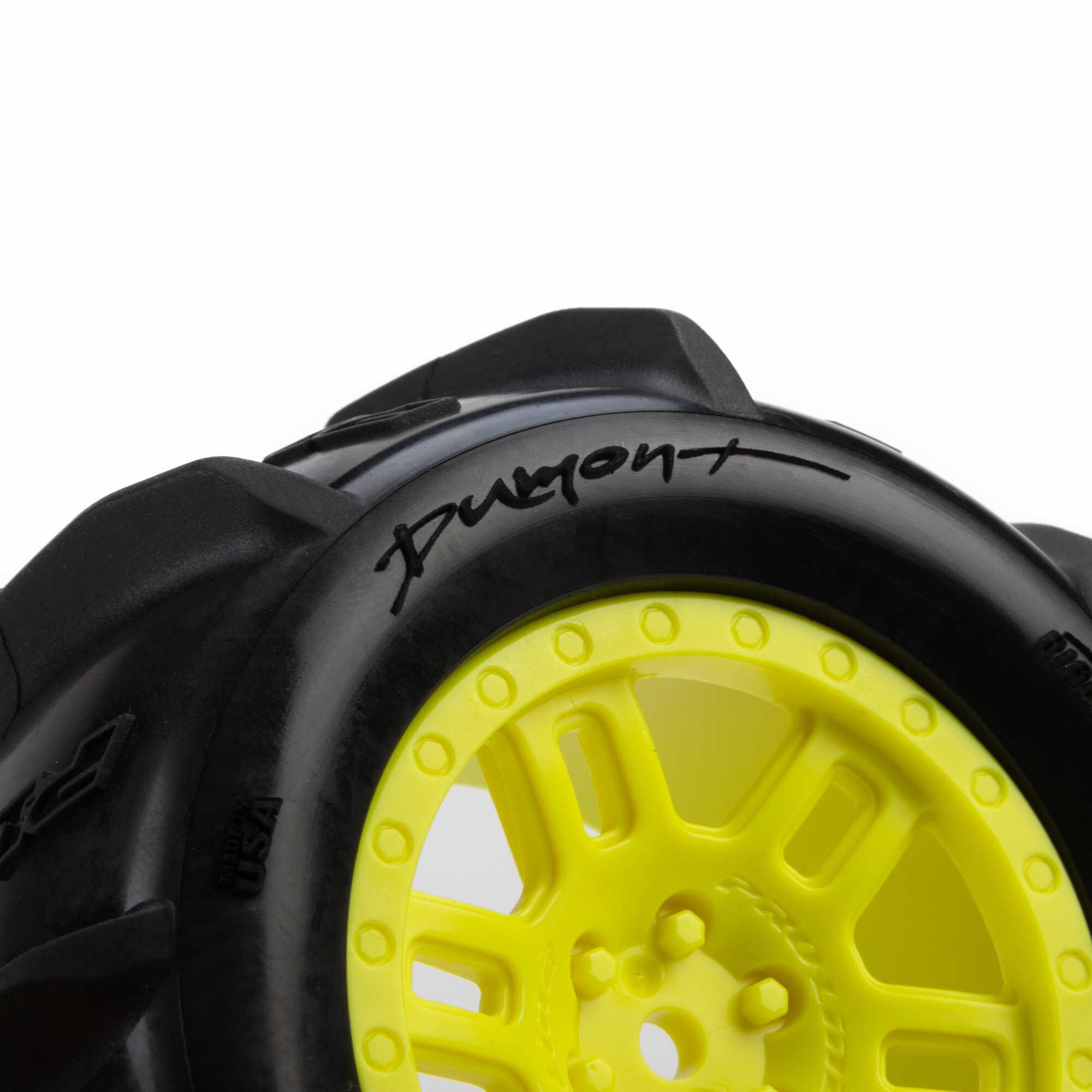 Pro-Line Racing 1:16 Dumont Front/Rear Paddle Tires Mounted 12mm Yellow Split Six (2): ARRMA MINI KRATON-PRO1031212