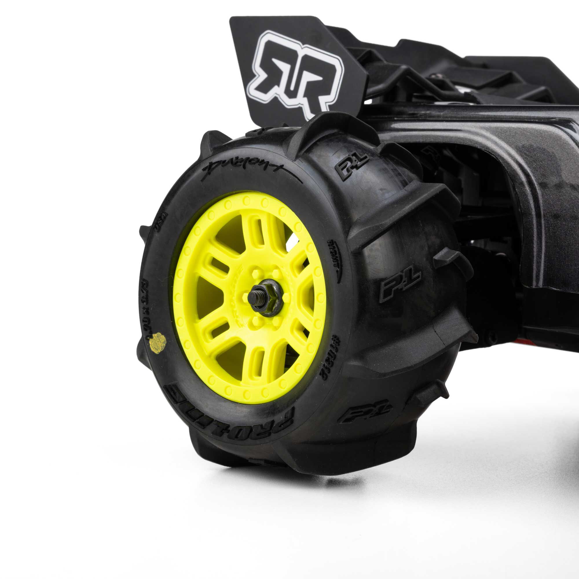 Pro-Line Racing 1:16 Dumont Front/Rear Paddle Tires Mounted 12mm Yellow Split Six (2): ARRMA MINI KRATON-PRO1031212