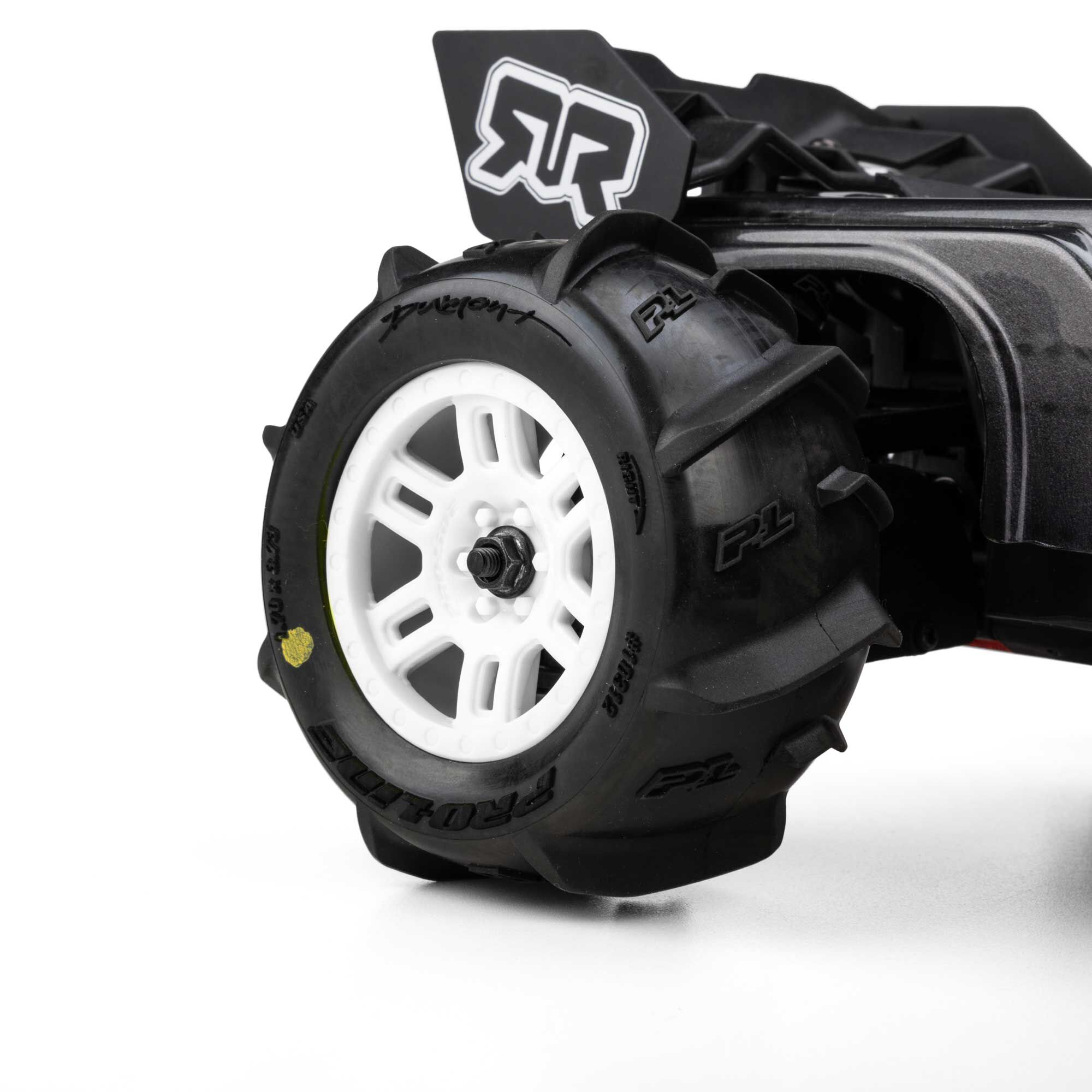Pro-Line Racing 1:16 Dumont Front/Rear Paddle Tires Mounted 12mm White Split Six (2): ARRMA MINI KRATON-PRO1031213